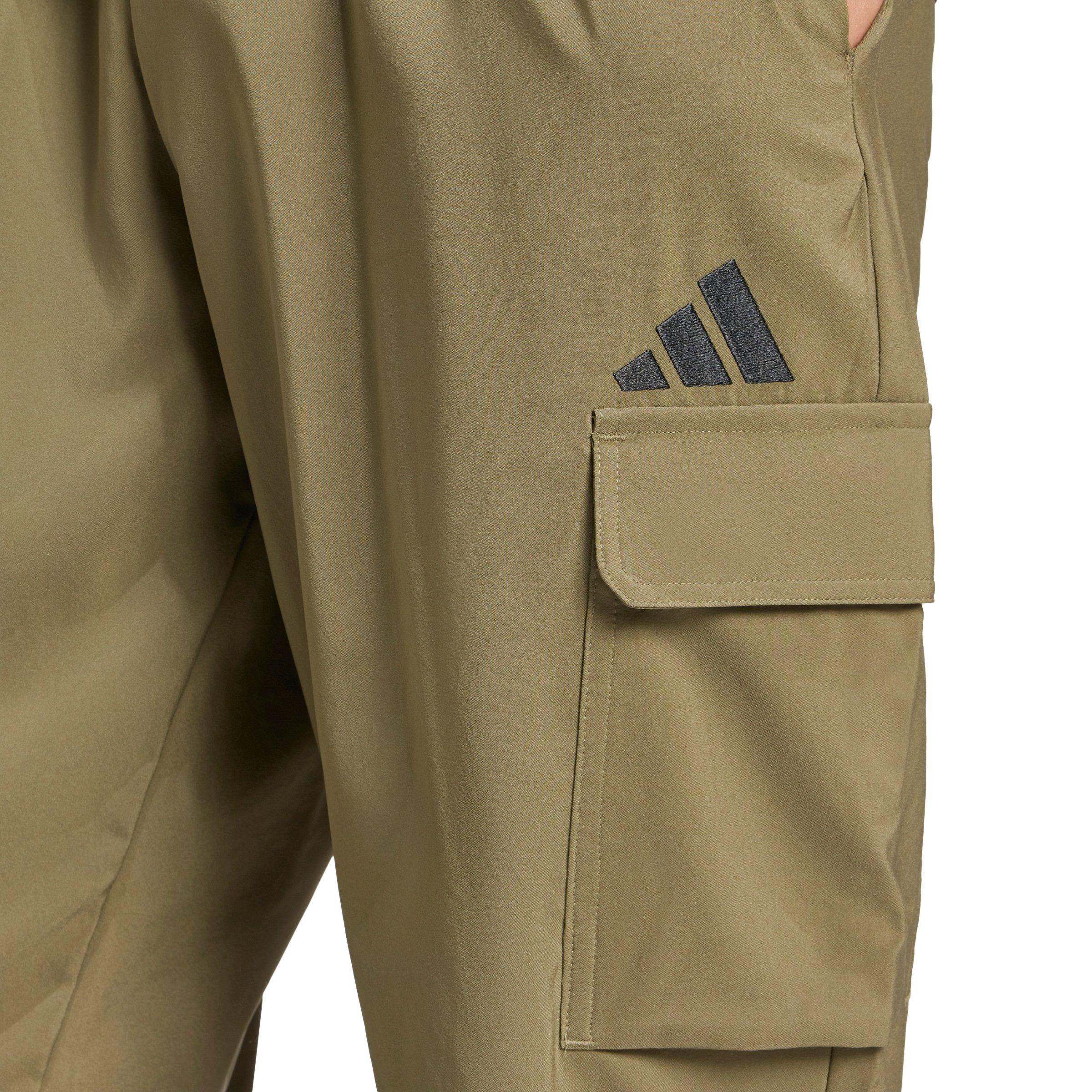 adidas Men's Essentials Small Logo Cargo Joggers -Olive/Black - OLIVE/BLACK Thumbnail View 3