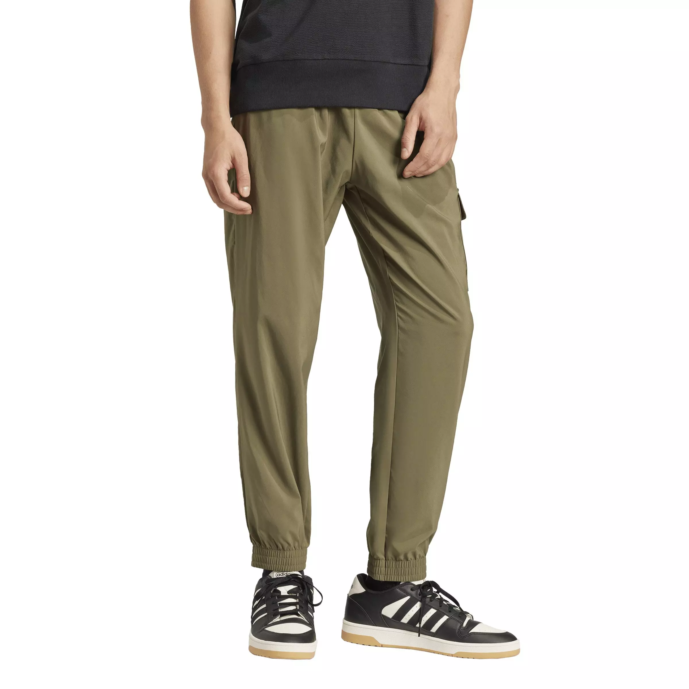 adidas Men's Essentials Small Logo Cargo Joggers -Olive/Black - OLIVE/BLACK