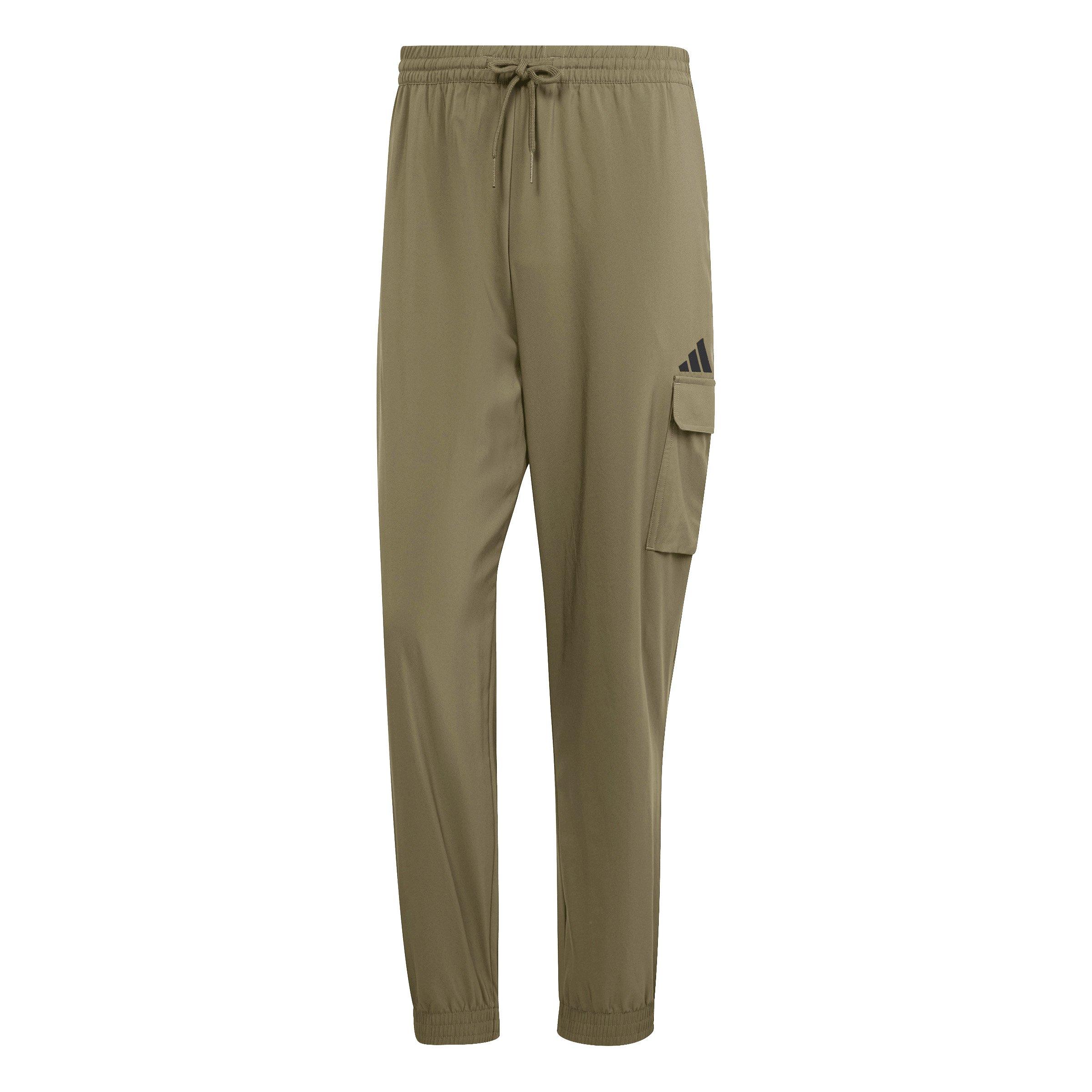 adidas Men's Essentials Small Logo Cargo Joggers -Olive/Black - OLIVE/BLACK Thumbnail View 6