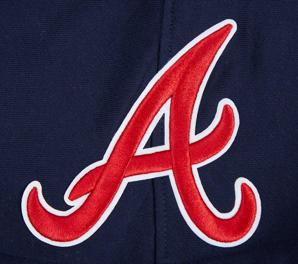 Pro Standard Men's MLB Atlanta Braves Script Tail Rib Fleece Pullover Hoodie - Navy/Red - NAVY/RED