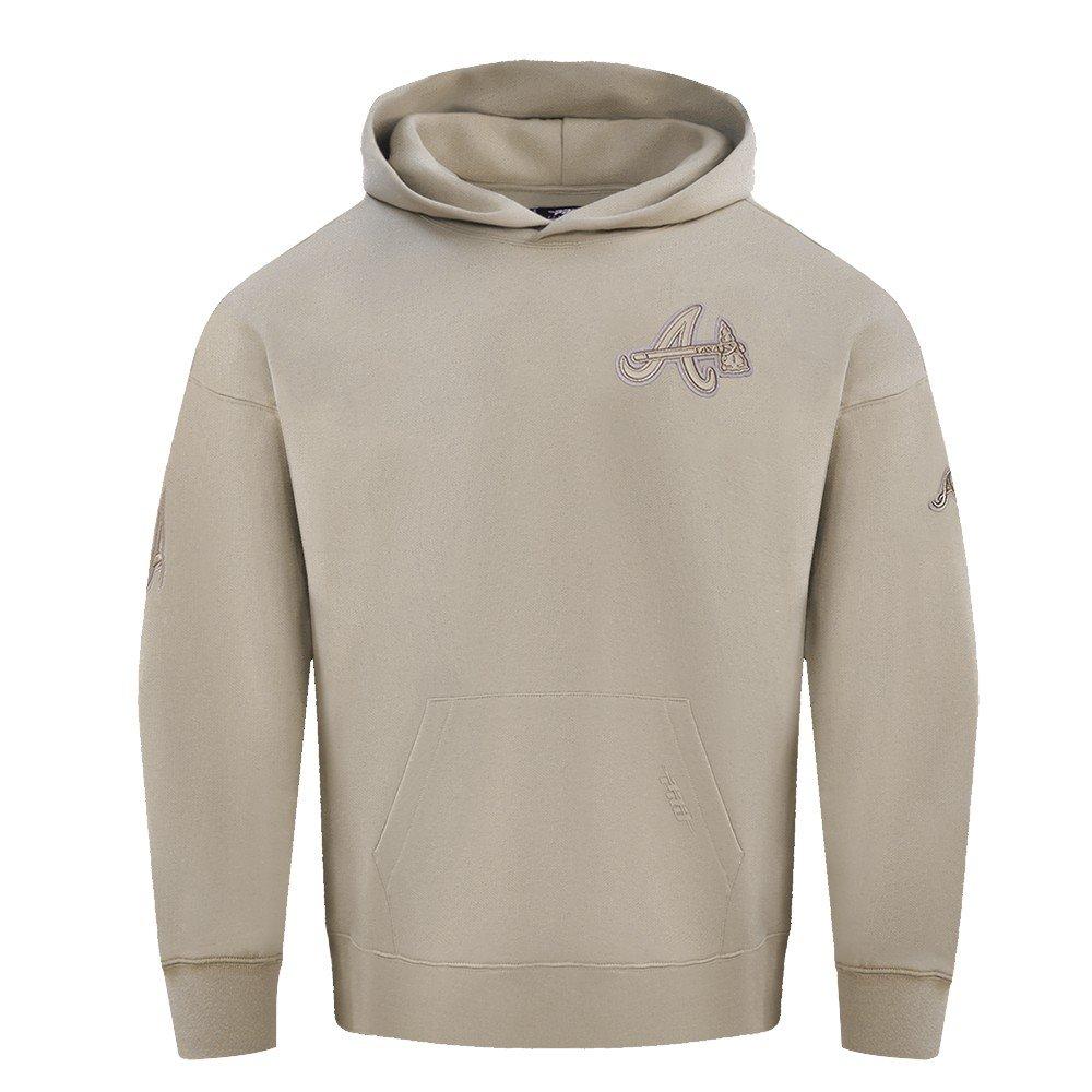 Pro Standard Men's MLB Atlanta Braves Neutral Drop Shoulder Pullover Hoodie - Taupe - TAUPE