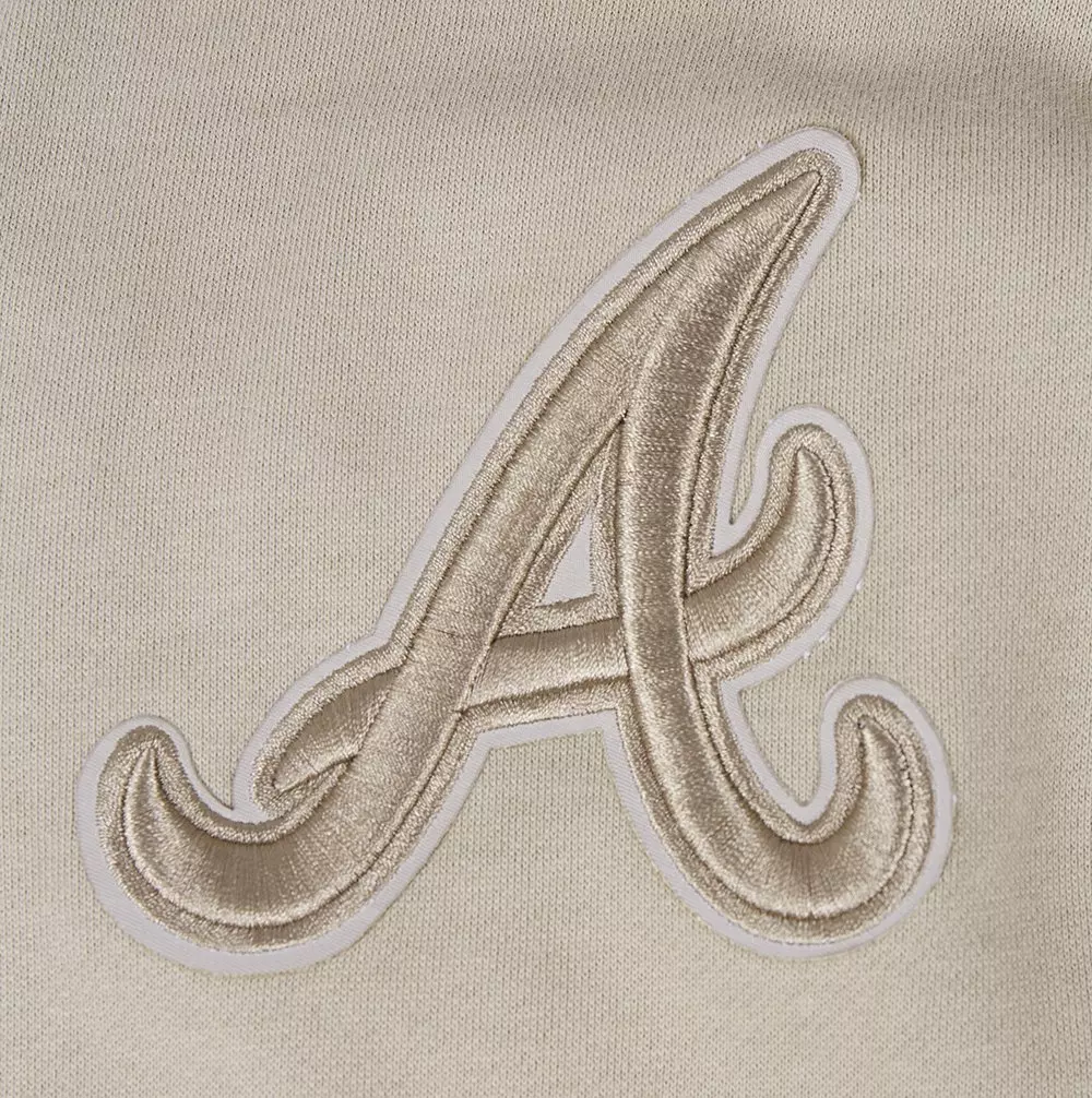 Pro Standard Men's MLB Atlanta Braves Neutral Drop Shoulder Pullover Hoodie - Taupe - TAUPE