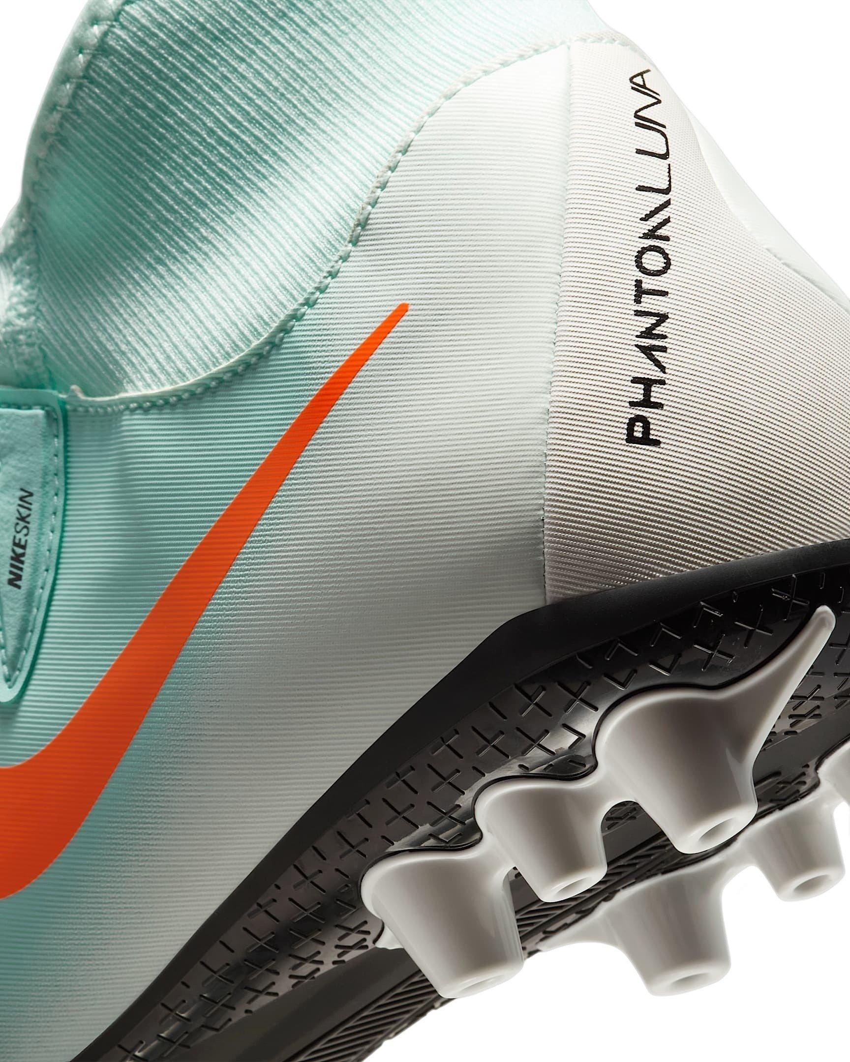 Nike Phantom Luna 2 Academy AG "Mint/Off Noir/Atomic Red" Men's Soccer Cleat - MINT/WHITE/RED Thumbnail View 7