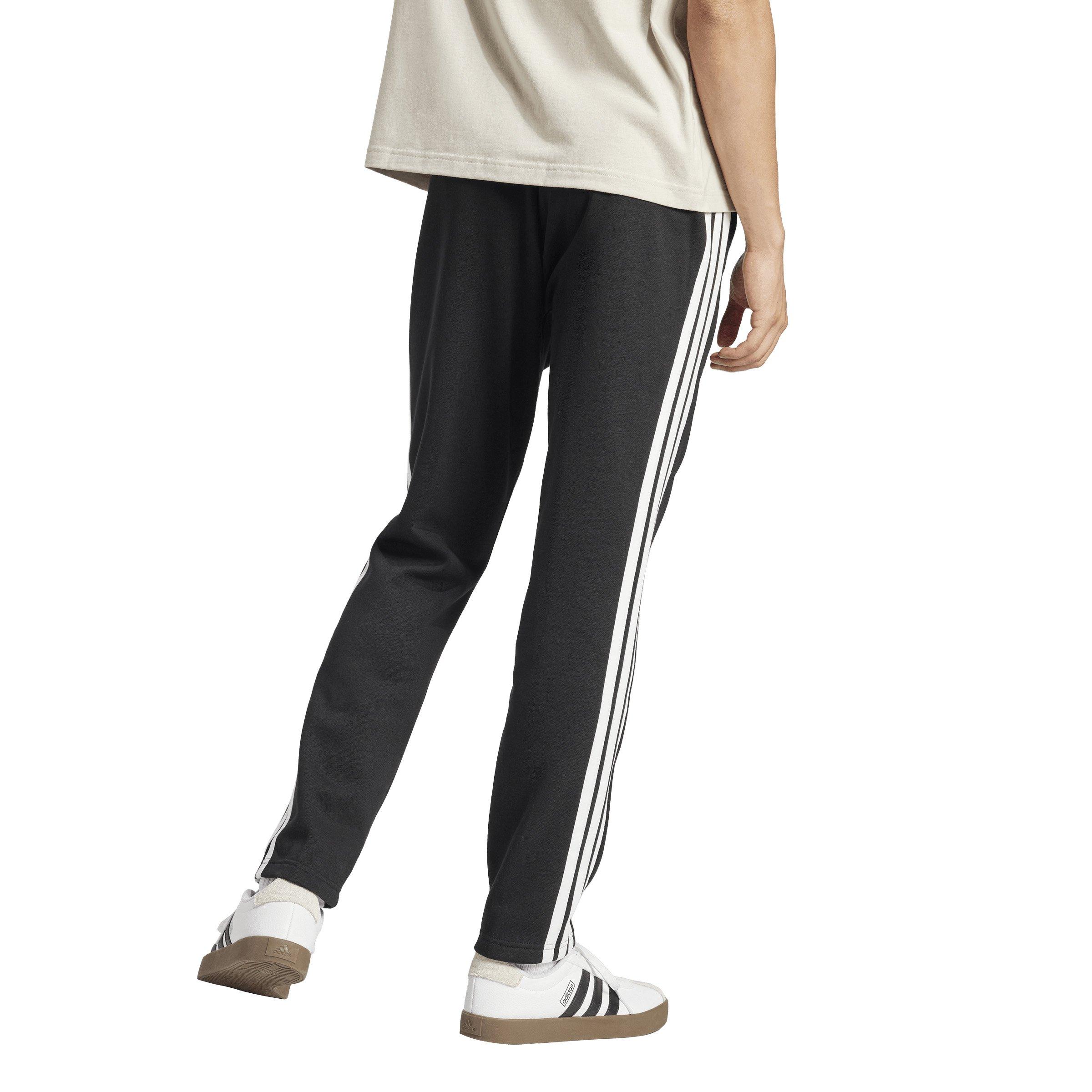adidas Men's Essentials 3-Stripes Fleece Pants Open Hem - Black/White - BLACK/WHITE Thumbnail View 2
