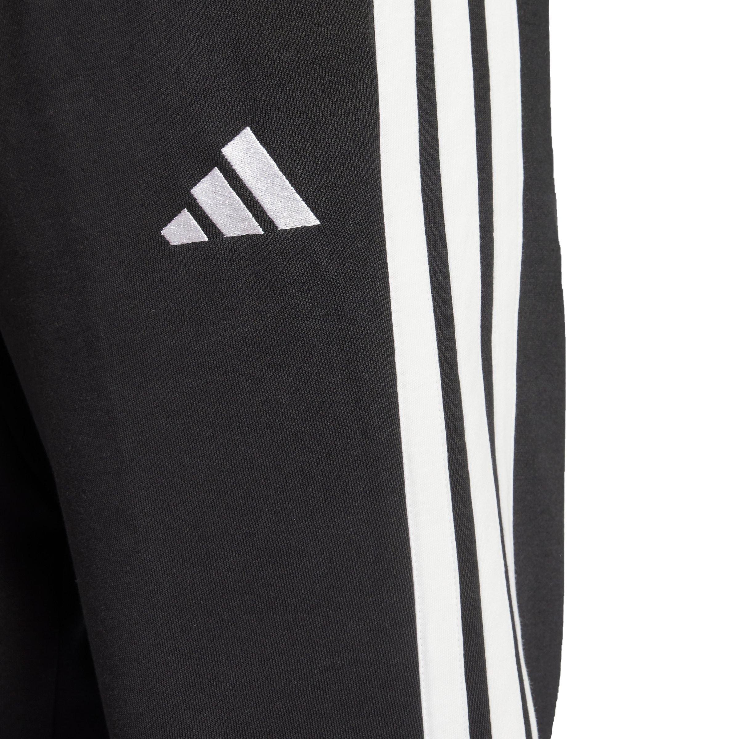 adidas Men's Essentials 3-Stripes Fleece Pants Open Hem - Black/White - BLACK/WHITE Thumbnail View 3
