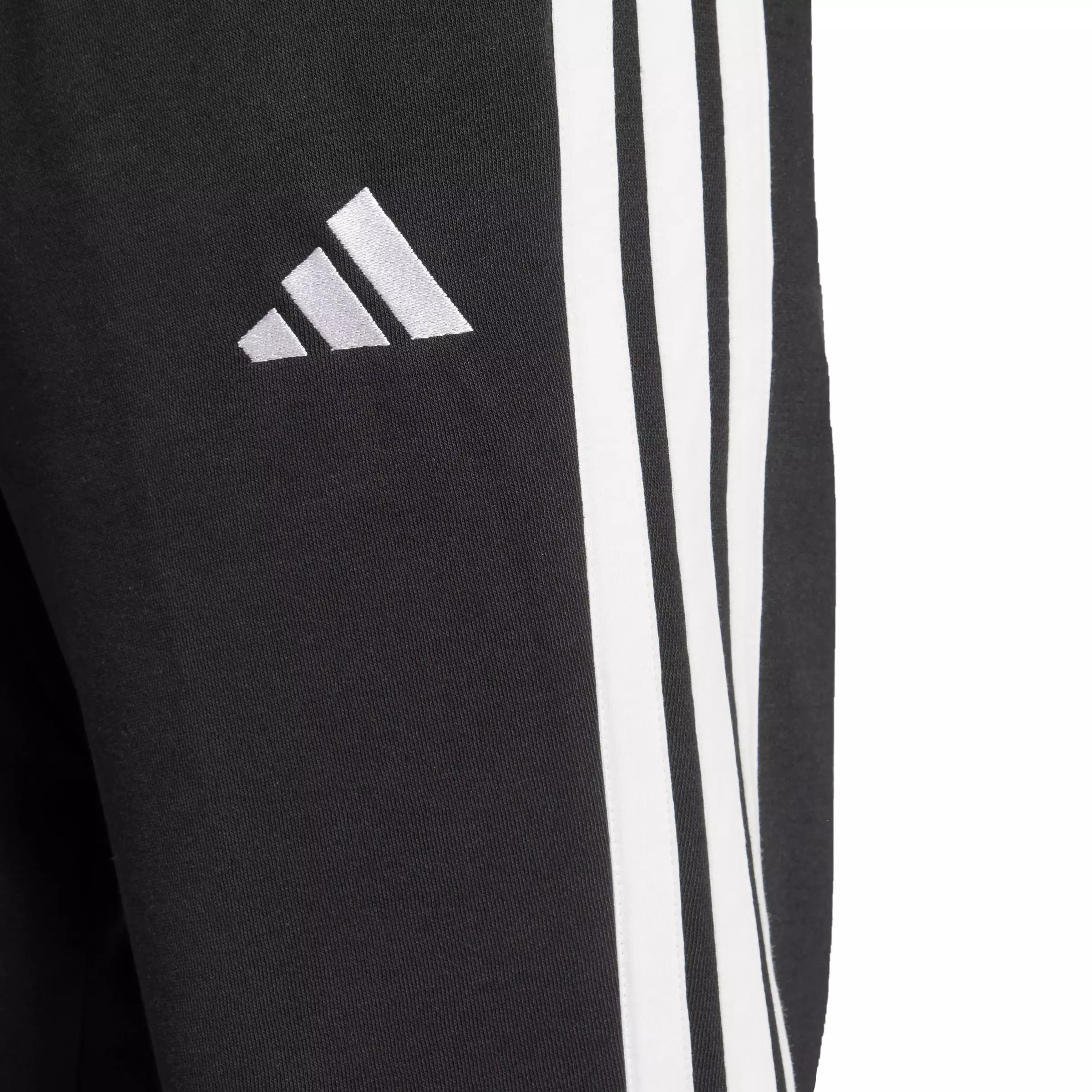 adidas Men's Essentials 3-Stripes Fleece Pants Open Hem -Black/White - BLACK/WHITE