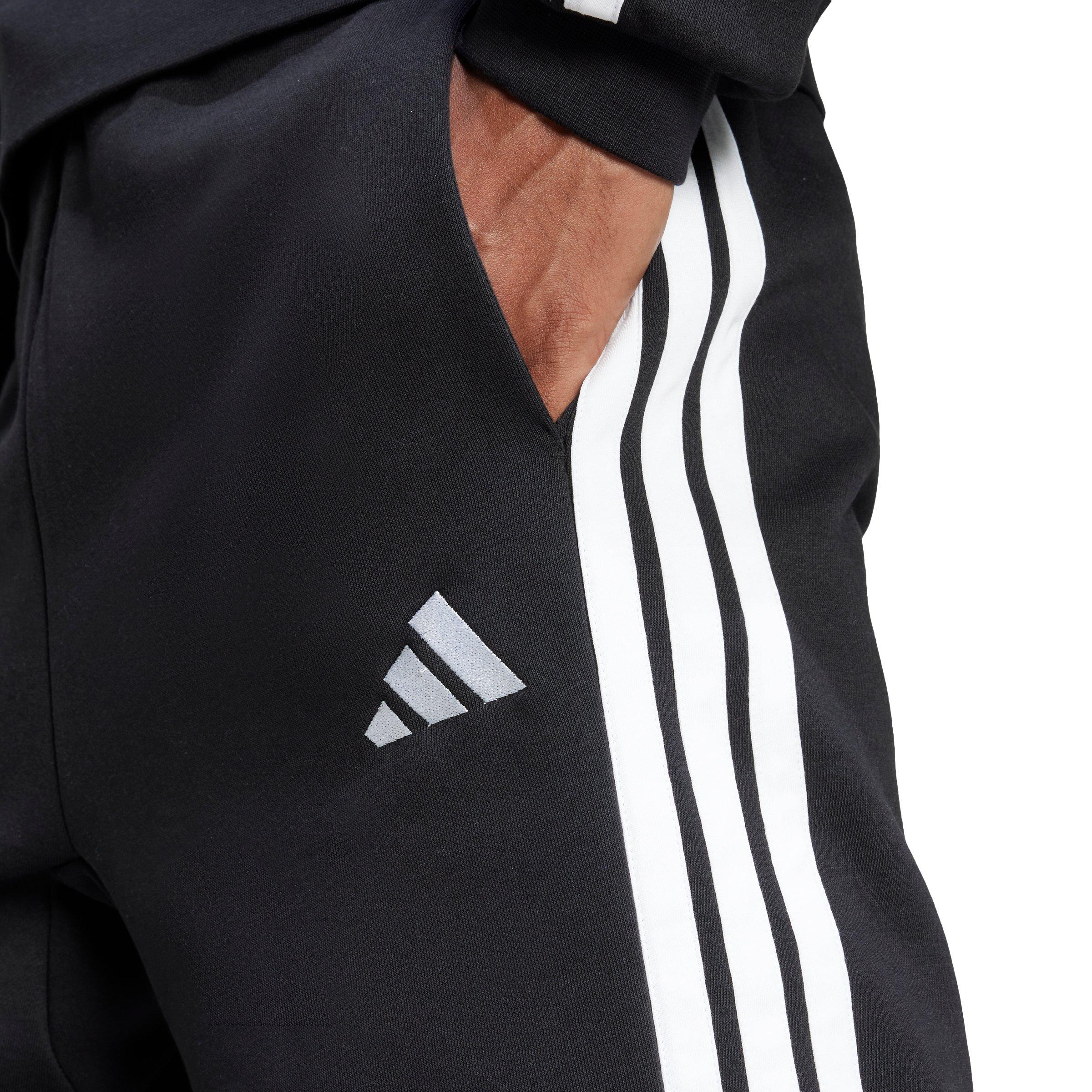 adidas Men's Essentials 3-Stripes Fleece Shorts - Black/White - BLACK/WHITE Thumbnail View 3