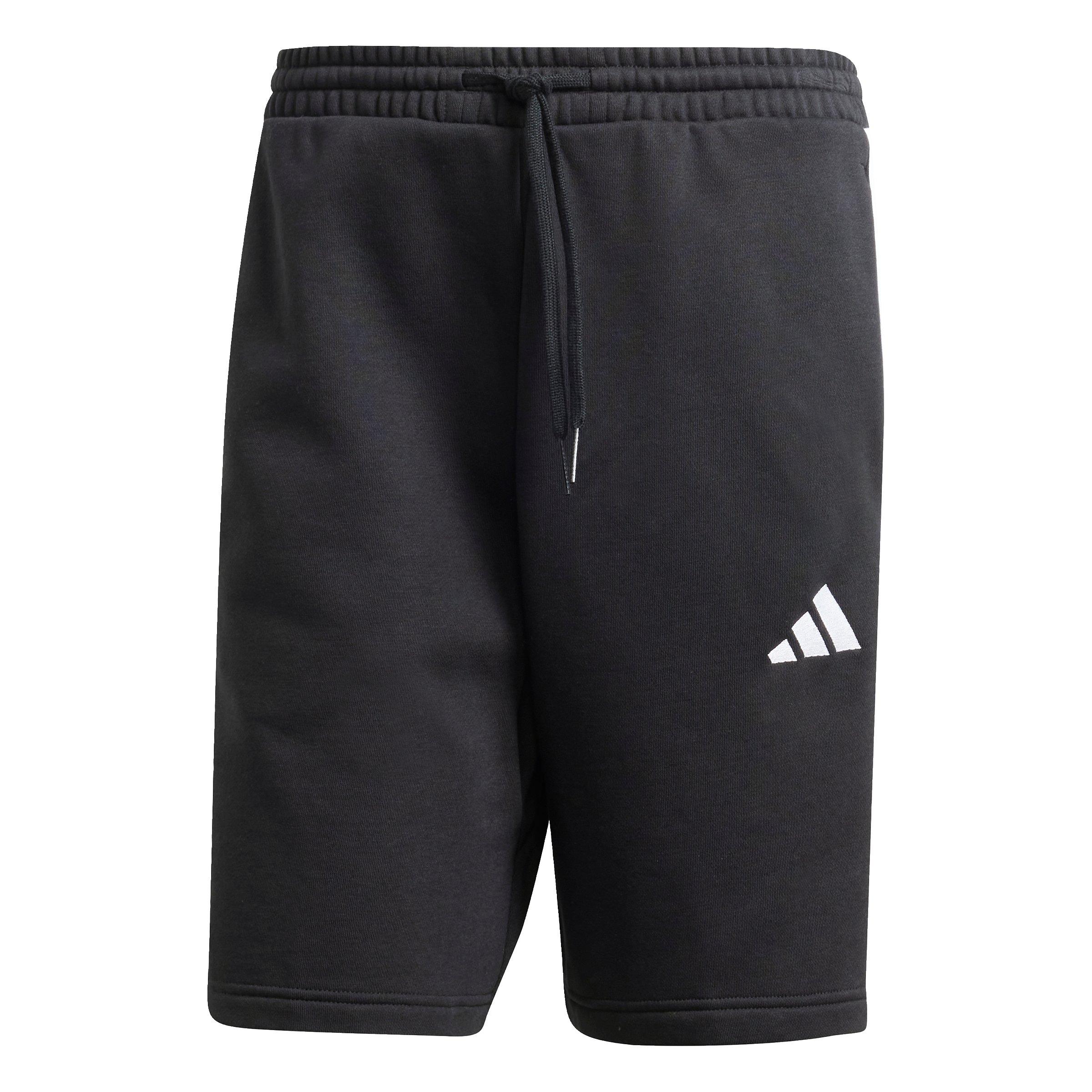 adidas Men's Essentials 3-Stripes Fleece Shorts - Black/White - BLACK/WHITE Thumbnail View 6