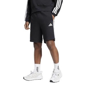 adidas Men's Essentials 3-Stripes Fleece Shorts -Black/White