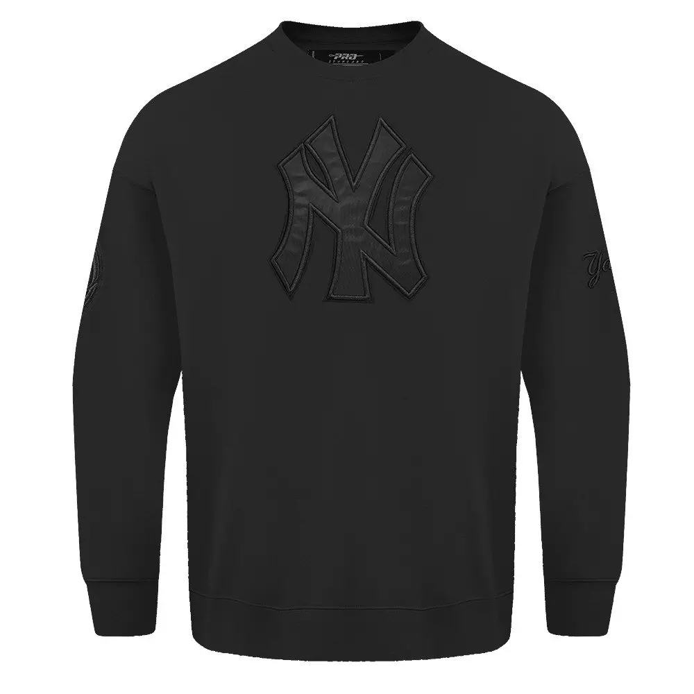 Pro Standard Men's MLB New York Yankees Neutral Drop Shoulder Fleece Crewneck Sweatshirt - Black - BLACK