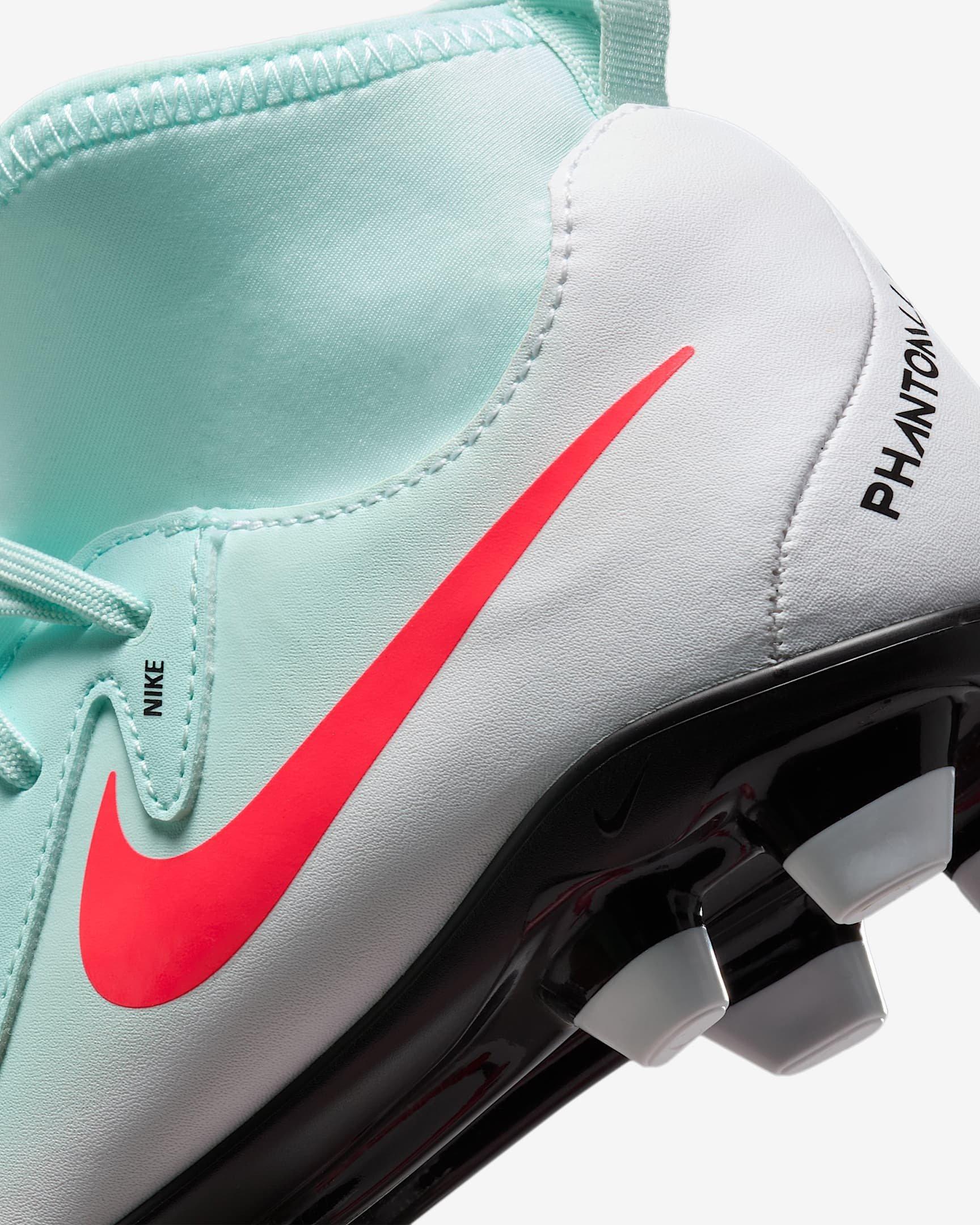 Nike Jr. Phantom Luna 2 Club MG  Grade School Kids' "Mint/Off Noir/Atomic Red" Soccer Cleat