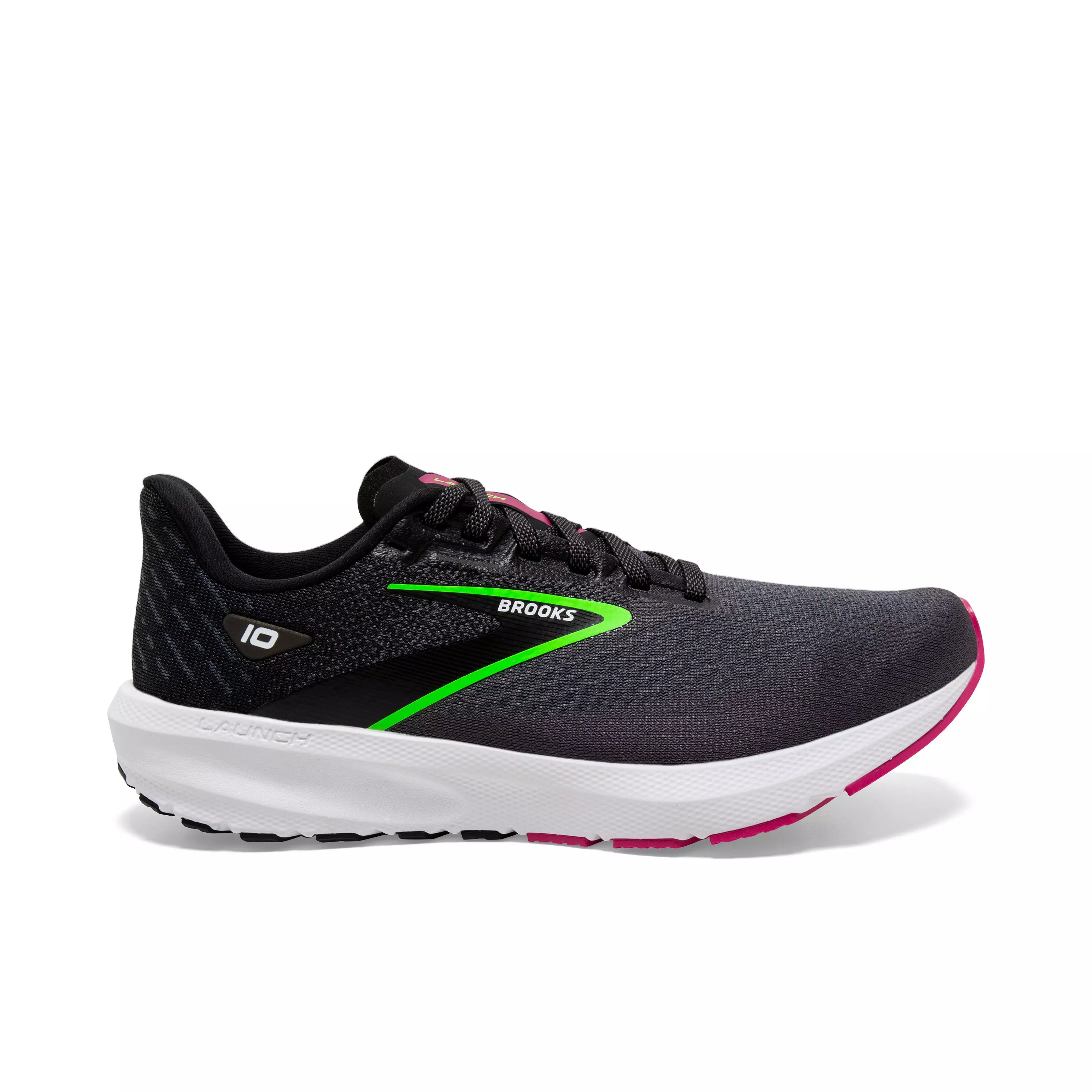 Brooks Launch 10 "Black/Blackened Pearl/Green" Women's Wide Running Shoe - BLACK/BLACKENED PEARL/GREEN