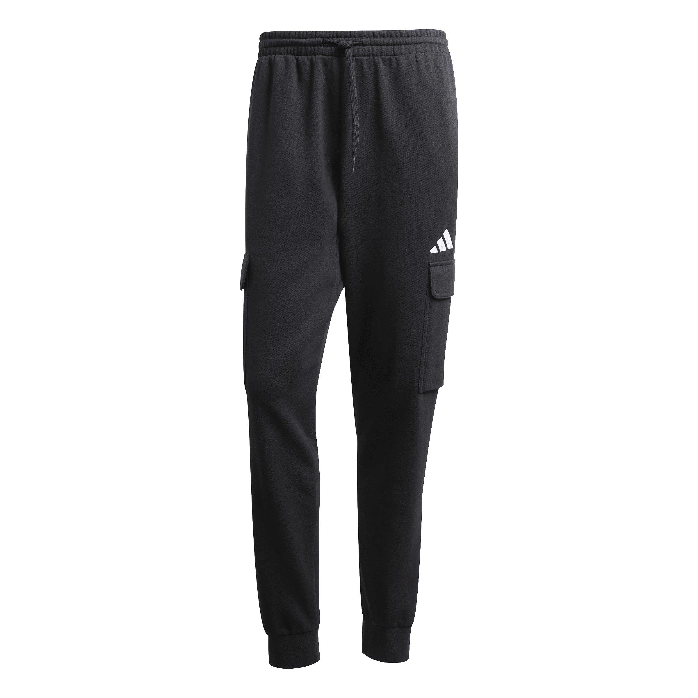 adidas Men's Essentials Feelcozy Fleece Cargo Joggers -Black/White - BLACK/WHITE Thumbnail View 6