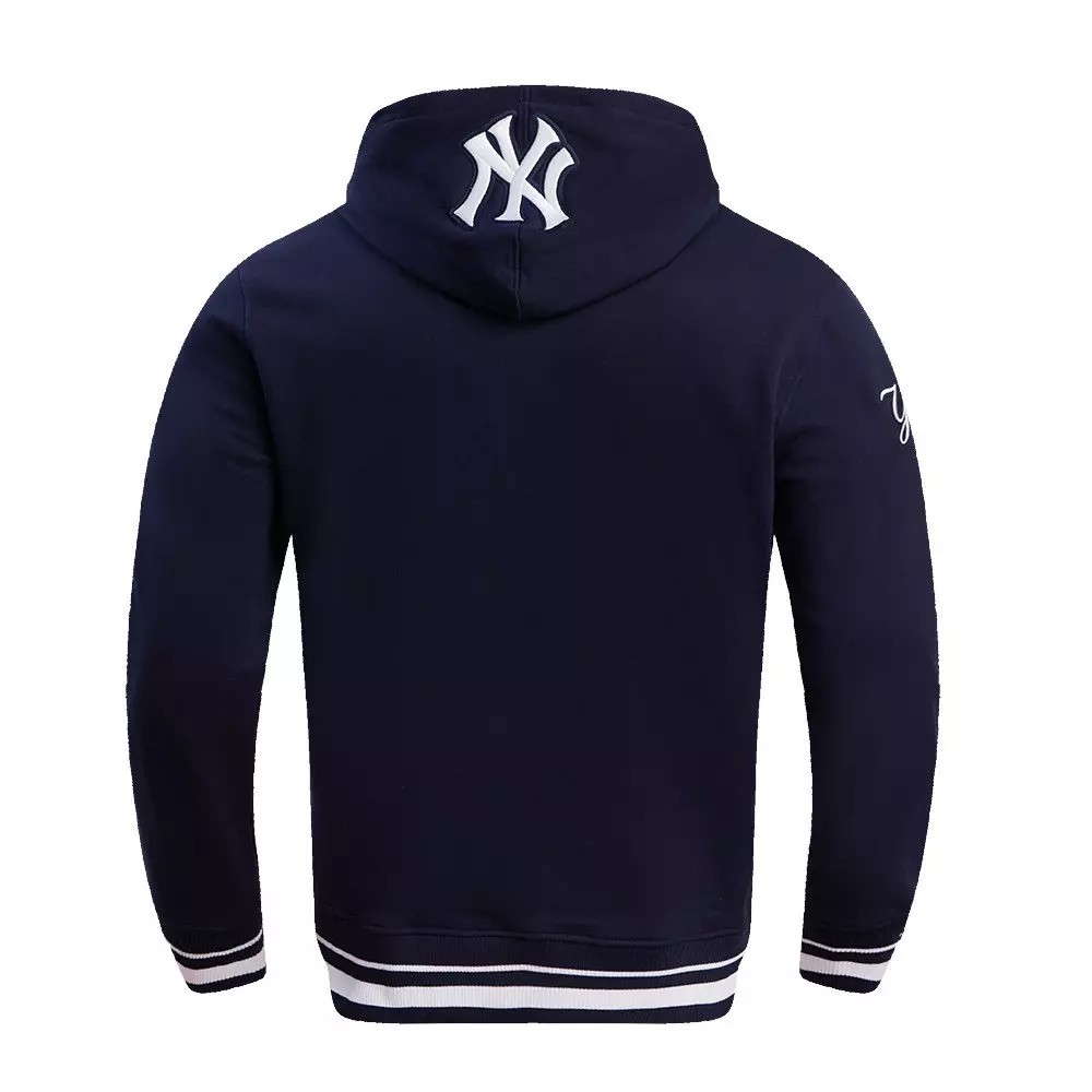 Pro Standard Men's MLB New York Yankees Script Tail Rib Fleece Pullover Hoodie - Navy - NAVY