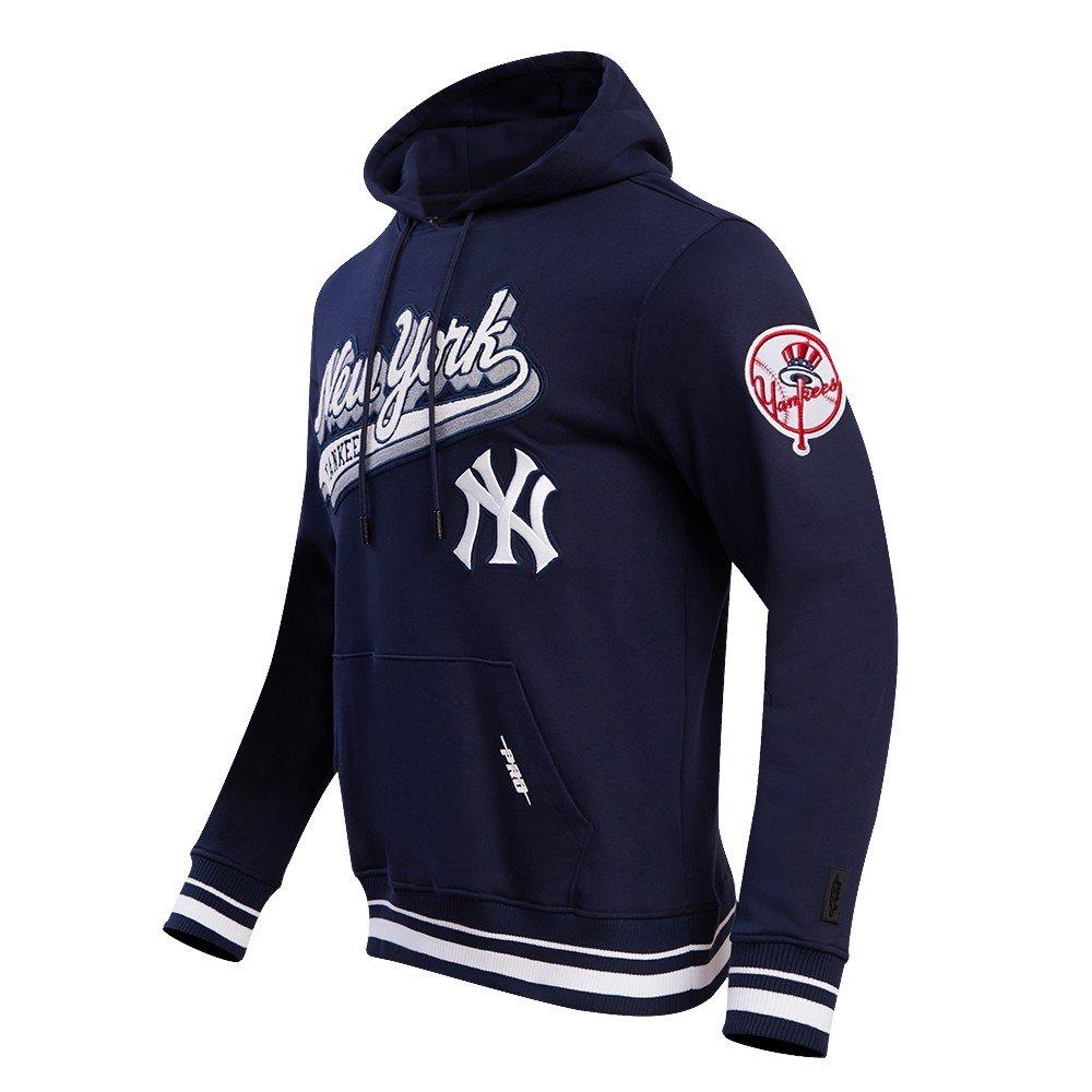 Pro Standard Men's MLB New York Yankees Script Tail Rib Fleece Pullover Hoodie - Navy - NAVY