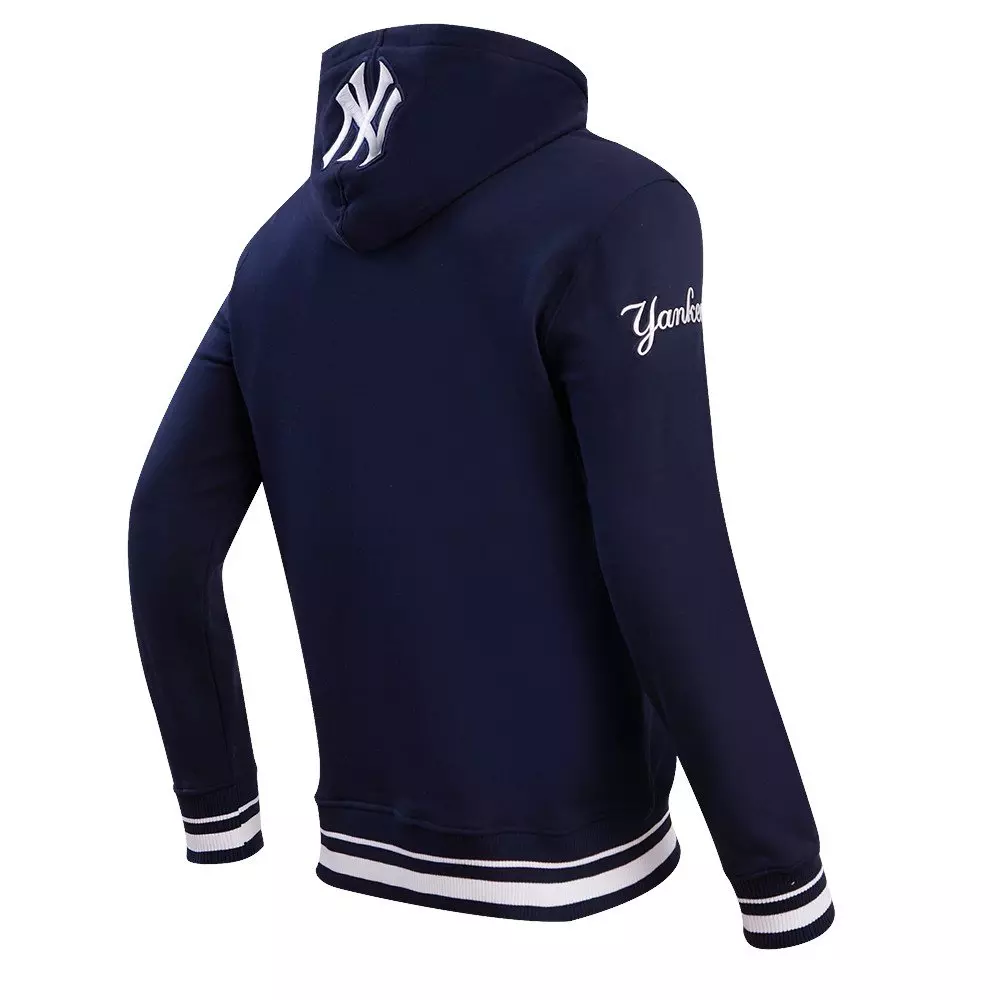 Pro Standard Men's MLB New York Yankees Script Tail Rib Fleece Pullover Hoodie - Navy - NAVY