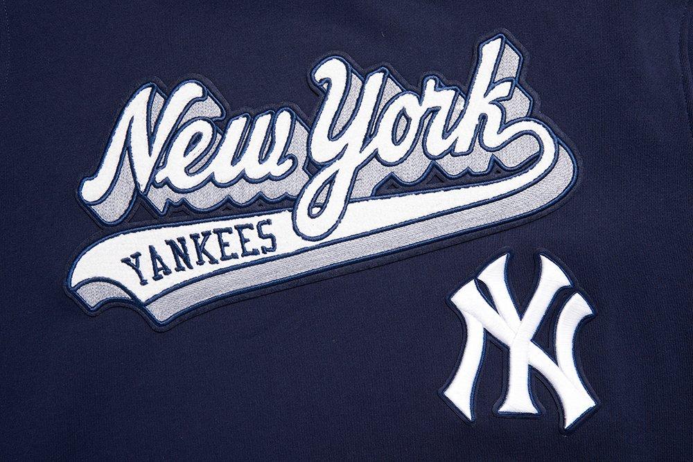 Pro Standard Men's MLB New York Yankees Script Tail Rib Fleece Pullover Hoodie - Navy - NAVY