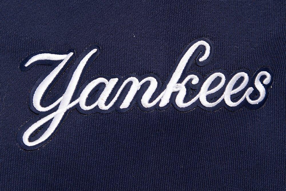 Pro Standard Men's MLB New York Yankees Script Tail Rib Fleece Pullover Hoodie - Navy - NAVY