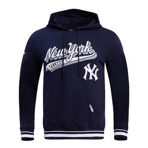 Pro Standard Men's MLB New York Yankees Script Tail Rib Fleece Pullover Hoodie - Navy - NAVY