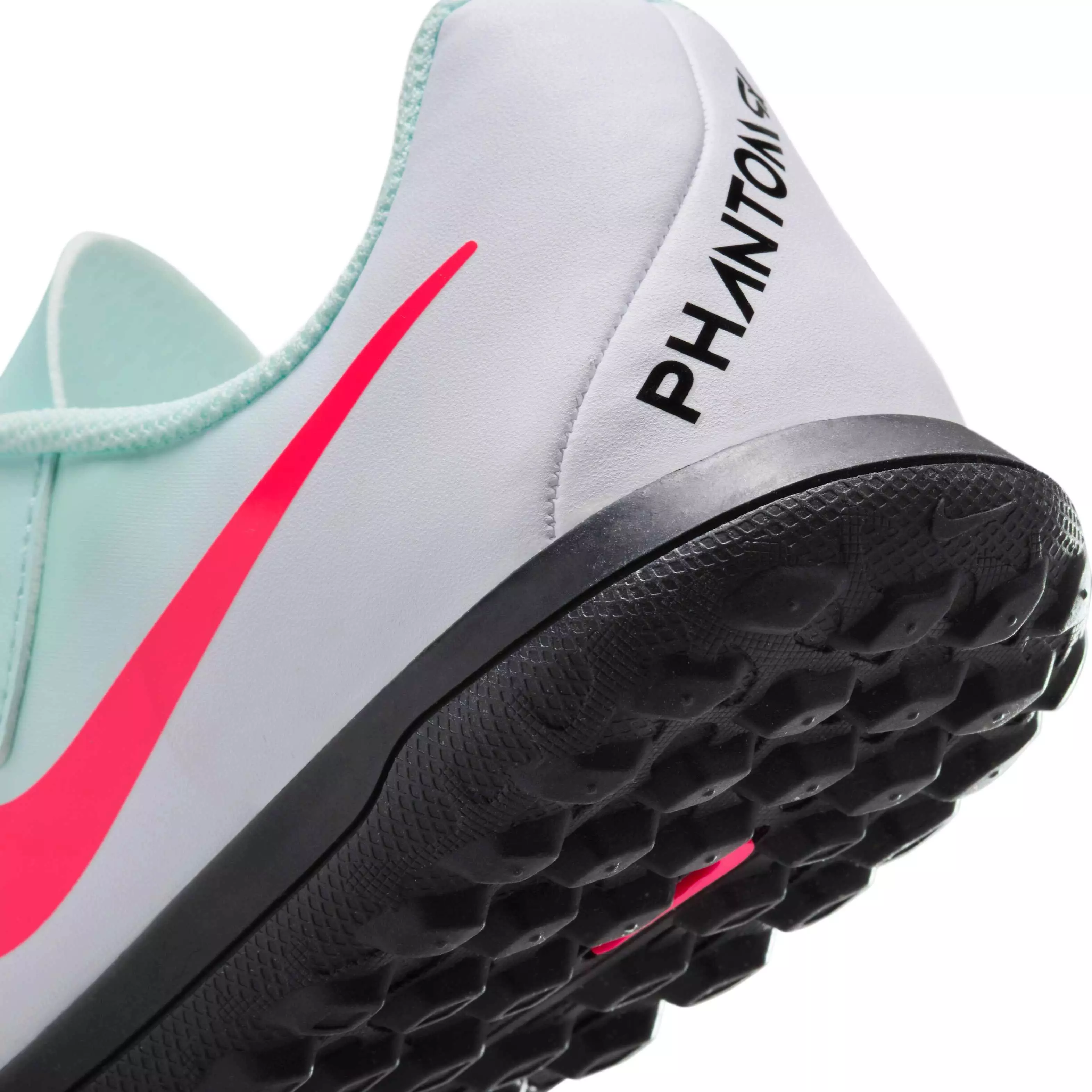 Nike Jr. Phantom GX 2 Club Turf "Mint/Off Noir/Atomic Red" Grade School Kids' Soccer Shoe - MINT/OFF NOIR/RED