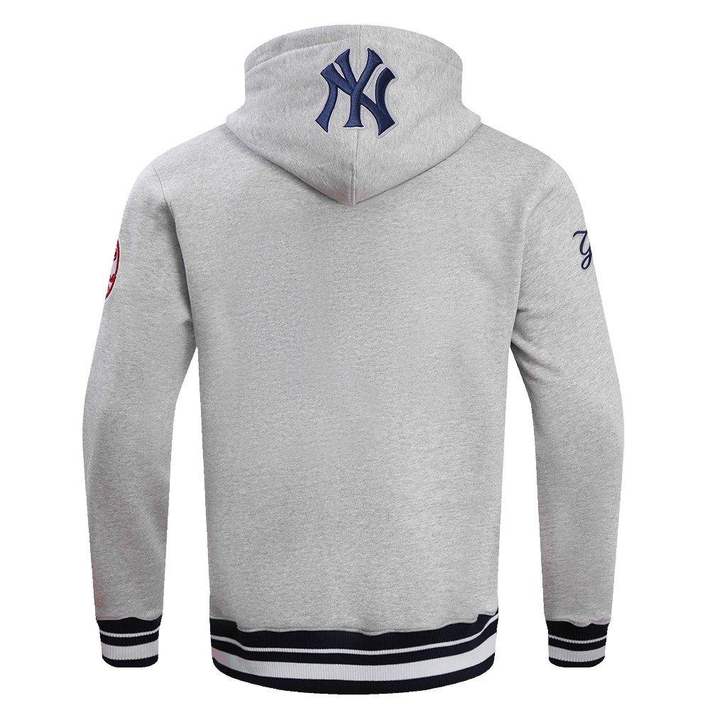 Pro Standard Men's MLB New York Yankees Script Tail Rib Fleece Pullover Hoodie - Grey/Navy - GREY/NAVY