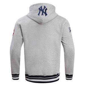 Pro Standard Men's MLB New York Yankees Script Tail Rib Fleece Pullover Hoodie - Grey/Navy - GREY/NAVY