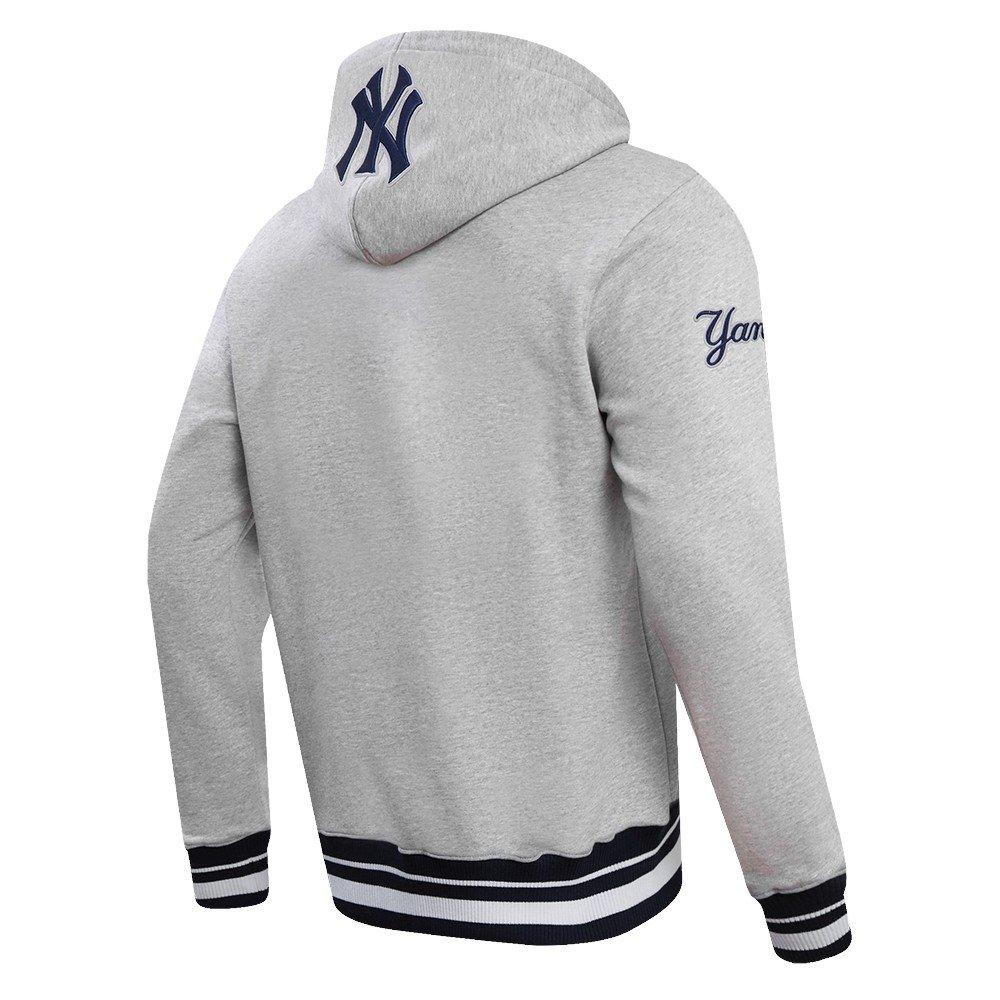 Pro Standard Men's MLB New York Yankees Script Tail Rib Fleece Pullover Hoodie - Grey/Navy - GREY/NAVY