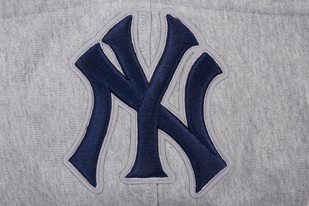 Pro Standard Men's MLB New York Yankees Script Tail Rib Fleece Pullover Hoodie - Grey/Navy - GREY/NAVY