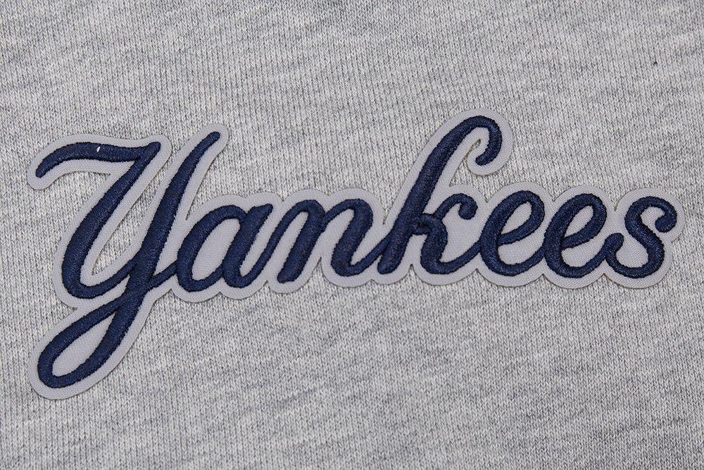 Pro Standard Men's MLB New York Yankees Script Tail Rib Fleece Pullover Hoodie - Grey/Navy - GREY/NAVY