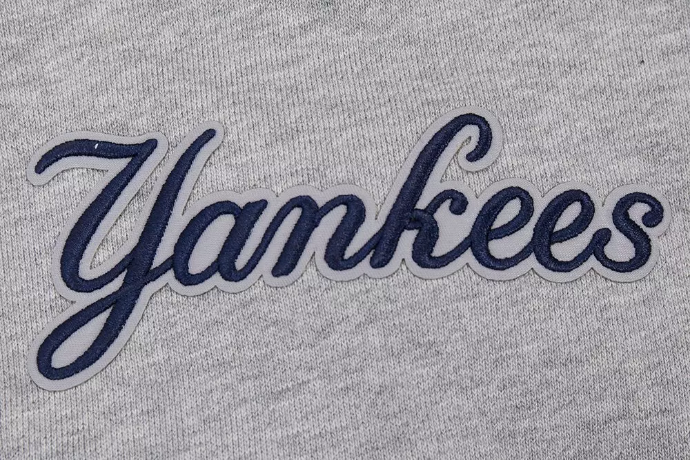 Pro Standard Men's MLB New York Yankees Script Tail Rib Fleece Pullover Hoodie - Grey/Navy - GREY/NAVY
