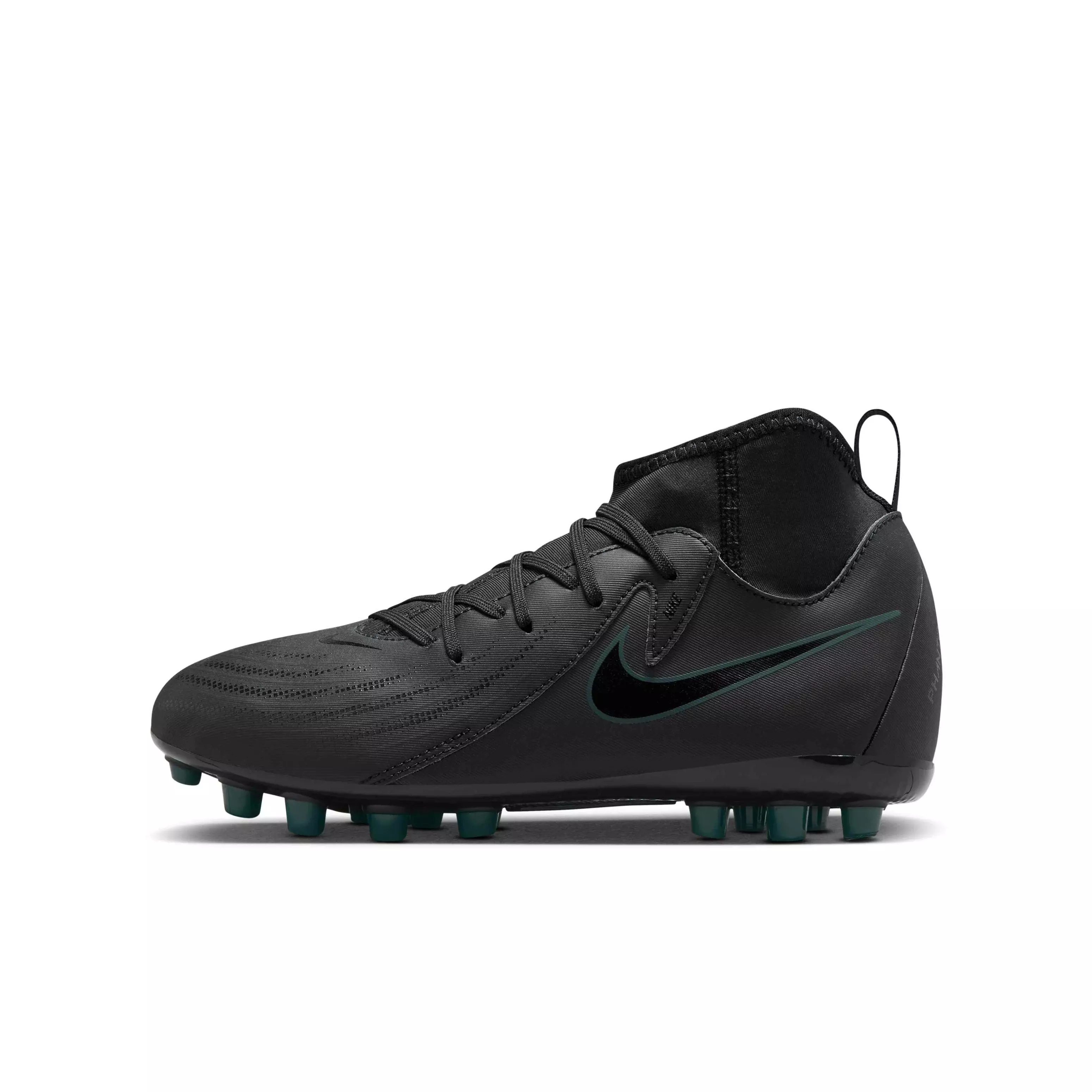 Nike Jr. Phantom Luna 2 Academy Turf "Black/Deep Jungle/Black" Grade School Kids' Soccer Shoe - BLACK/JUNGLE/BLACK