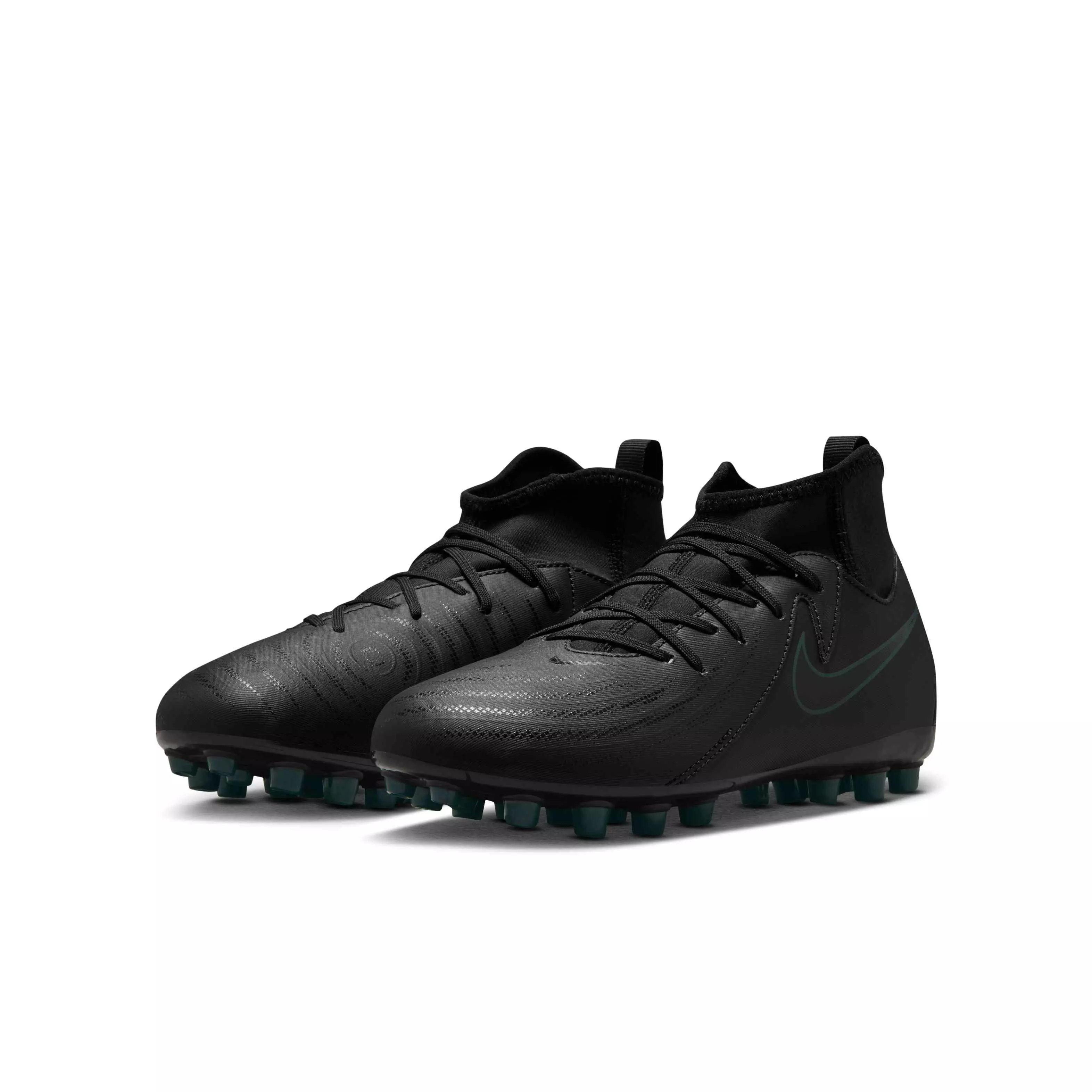 Nike Jr. Phantom Luna 2 Academy Turf "Black/Deep Jungle/Black" Grade School Kids' Soccer Shoe - BLACK/JUNGLE/BLACK