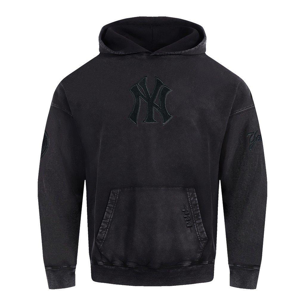 Pro Standard Men's MLB NY Yankees Classic Enzyme Washed Drop Shoulder FT PO Hoodie - Washed Black - WASHED BLACK