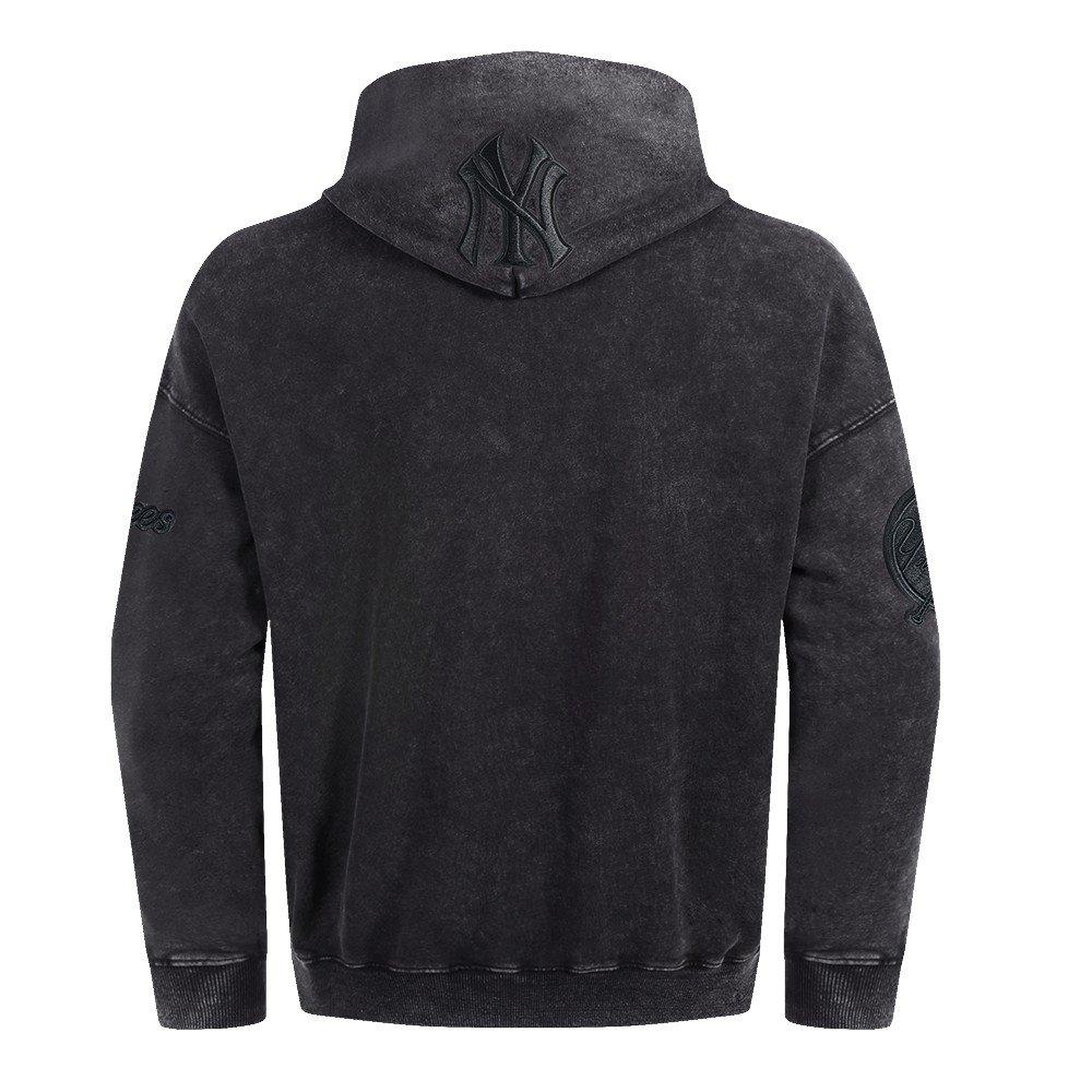 Pro Standard Men's MLB NY Yankees Classic Enzyme Washed Drop Shoulder FT PO Hoodie - Washed Black - WASHED BLACK