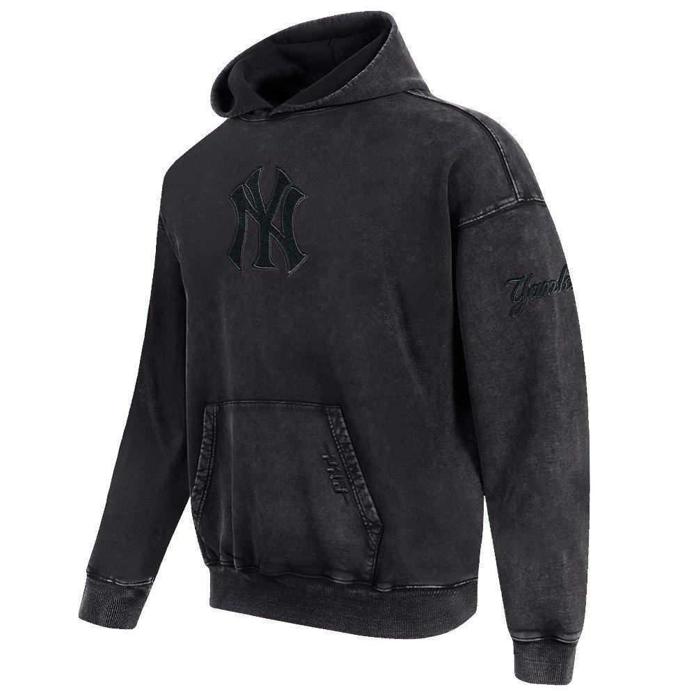 Pro Standard Men's MLB NY Yankees Classic Enzyme Washed Drop Shoulder FT PO Hoodie - Washed Black - WASHED BLACK