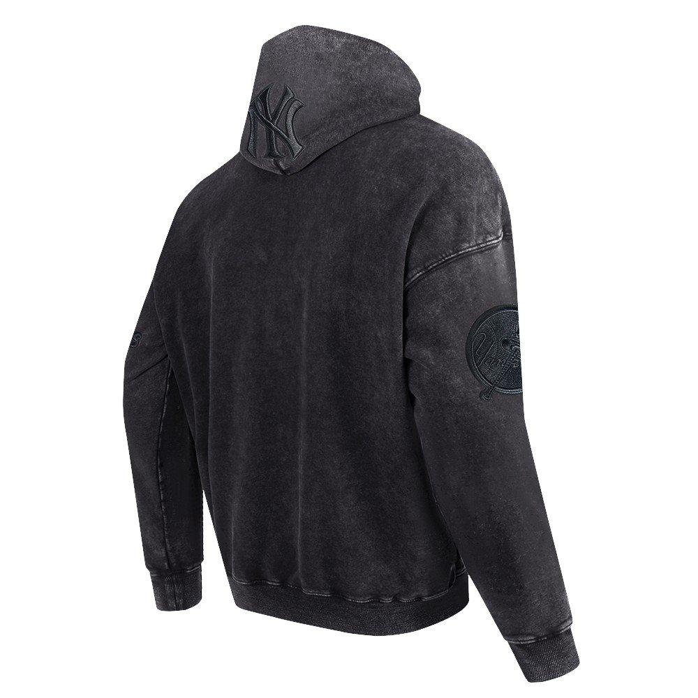 Pro Standard Men's MLB NY Yankees Classic Enzyme Washed Drop Shoulder FT PO Hoodie - Washed Black - WASHED BLACK