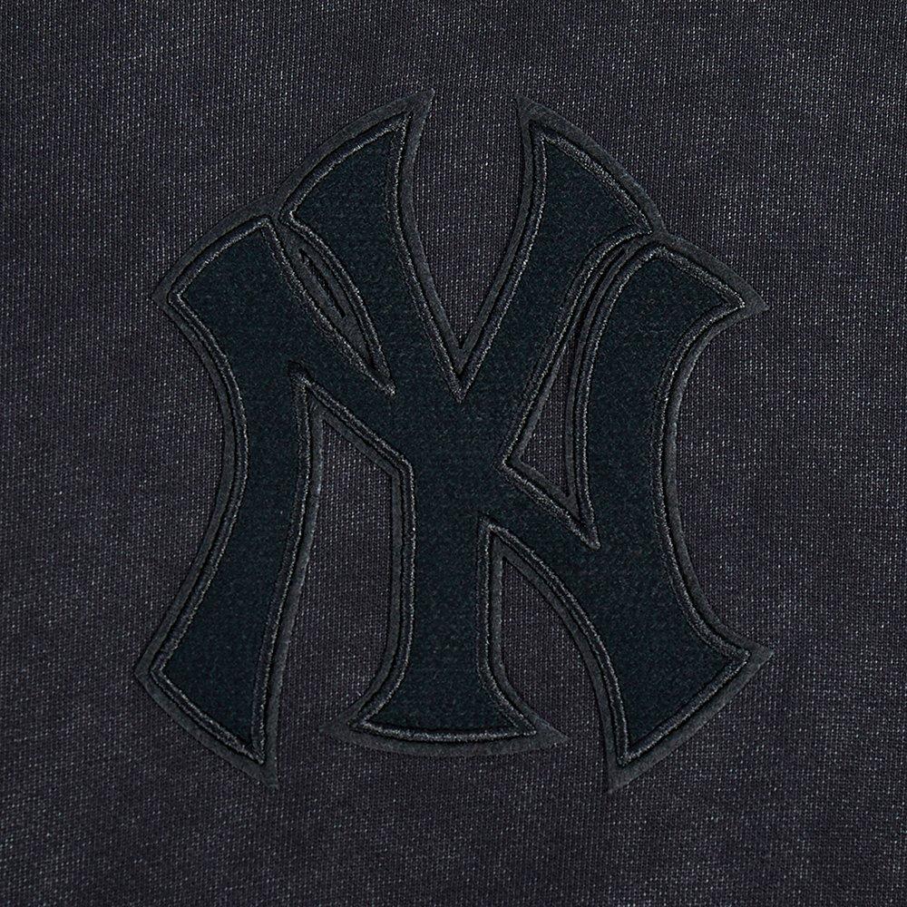 Pro Standard Men's MLB NY Yankees Classic Enzyme Washed Drop Shoulder FT PO Hoodie - Washed Black - WASHED BLACK
