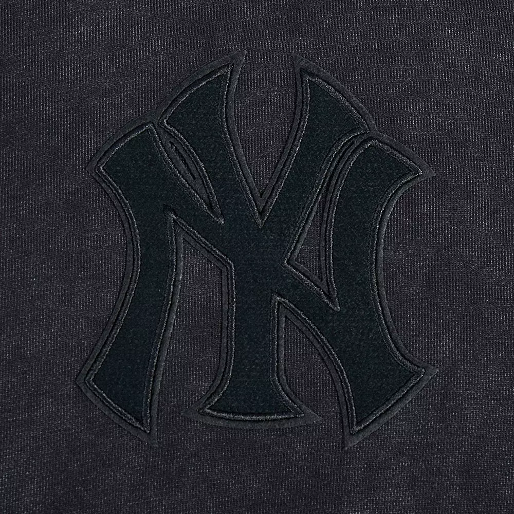 Pro Standard Men's MLB NY Yankees Classic Enzyme Washed Drop Shoulder FT PO Hoodie - Washed Black - WASHED BLACK