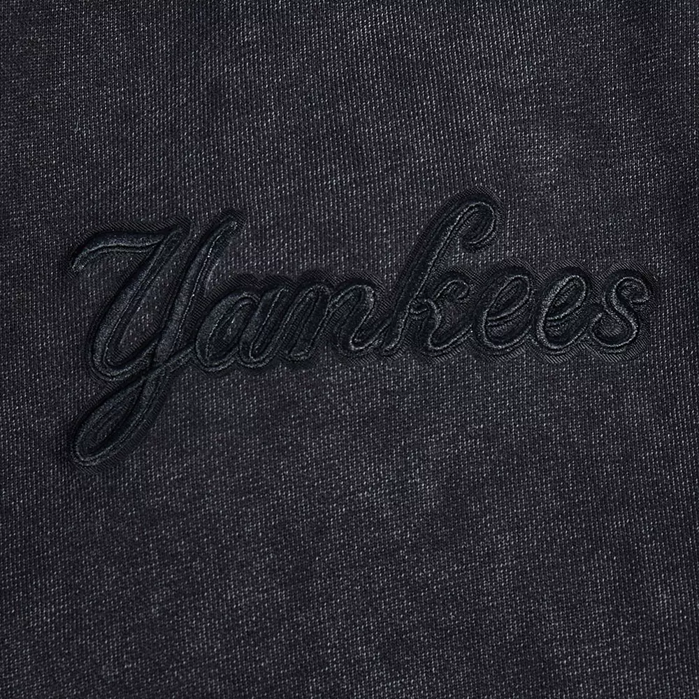 Pro Standard Men's MLB NY Yankees Classic Enzyme Washed Drop Shoulder FT PO Hoodie - Washed Black - WASHED BLACK
