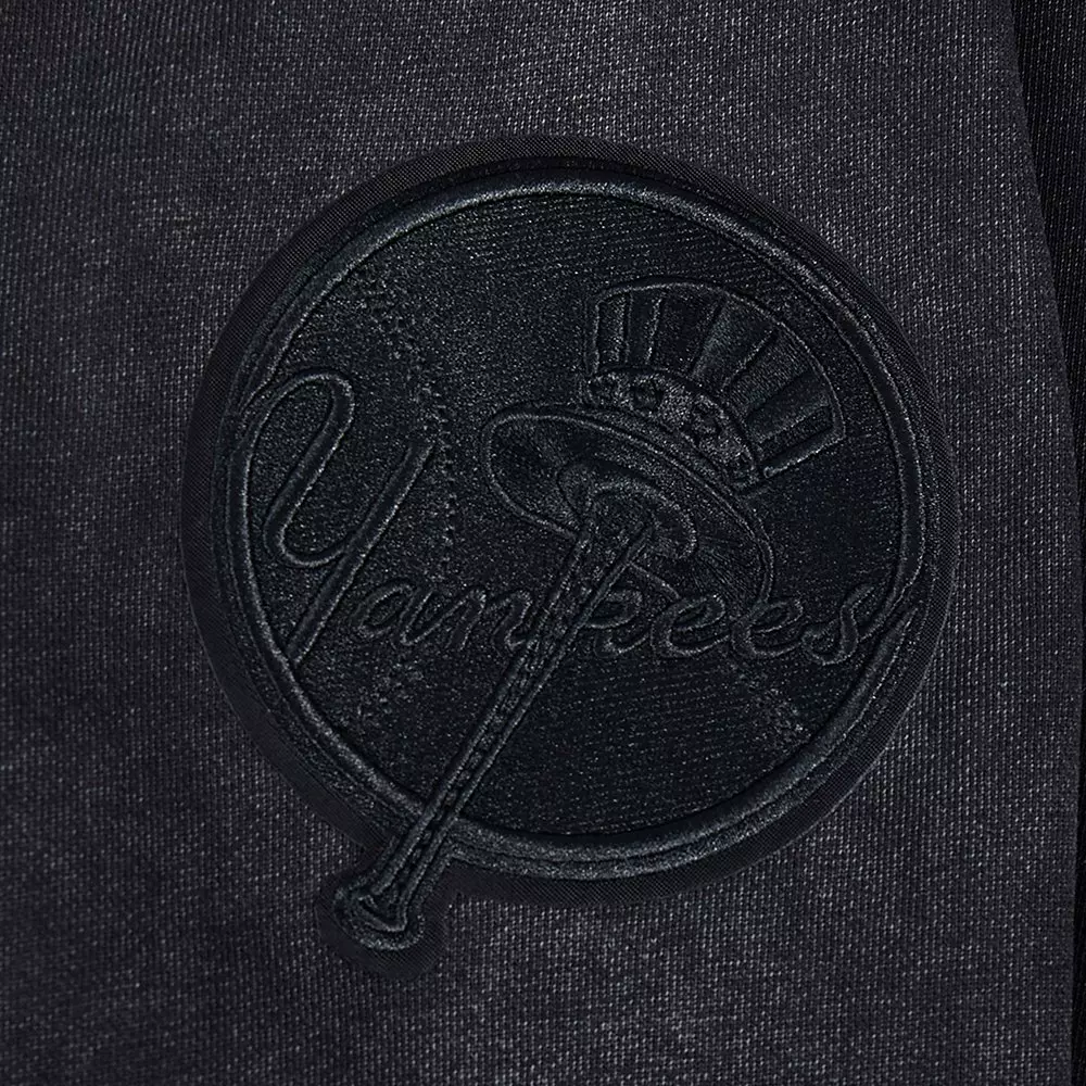 Pro Standard Men's MLB NY Yankees Classic Enzyme Washed Drop Shoulder FT PO Hoodie - Washed Black - WASHED BLACK