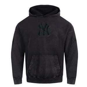 Pro Standard Men's MLB NY Yankees Classic Enzyme Washed Drop Shoulder FT PO Hoodie - Washed Black - WASHED BLACK