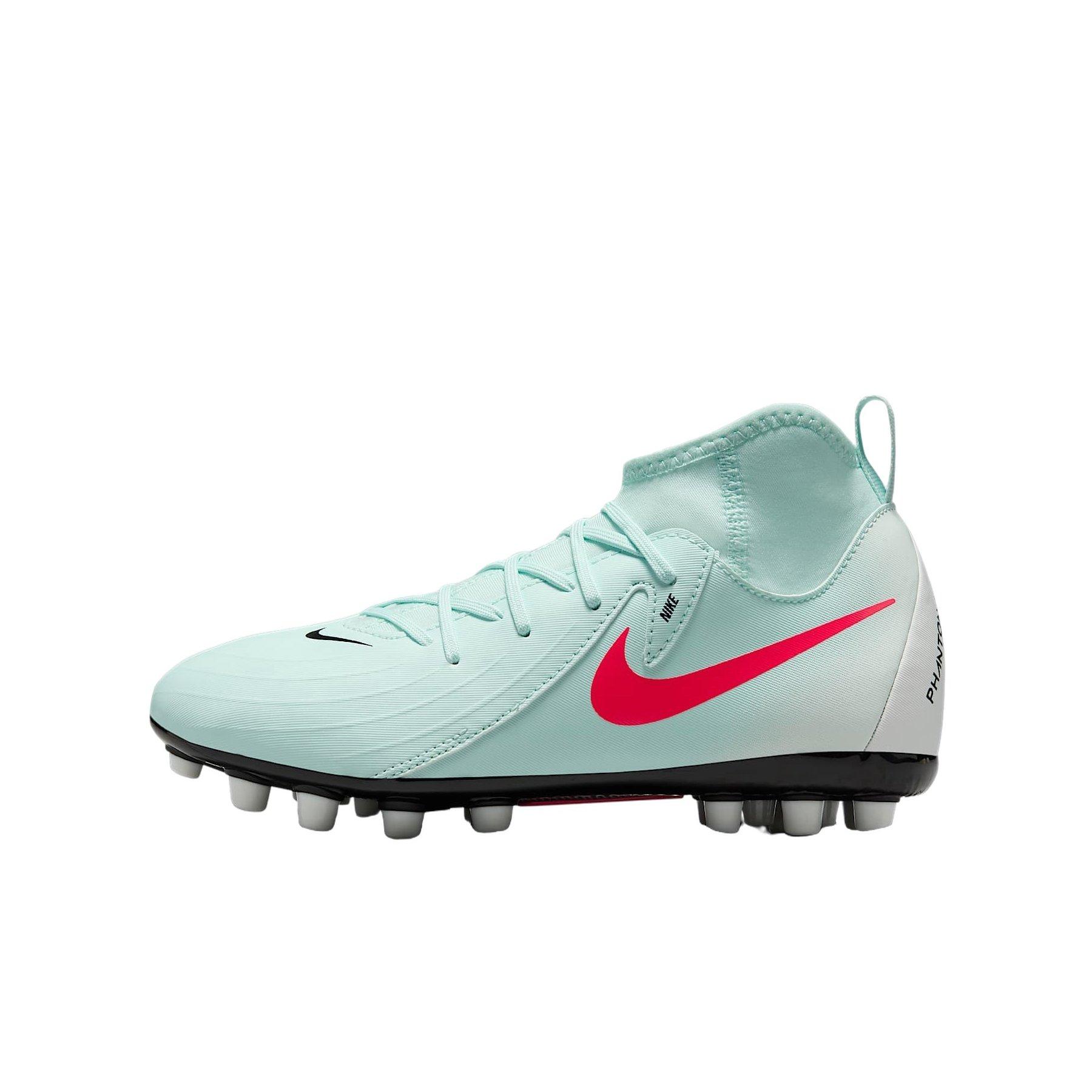 Nike Jr. Phantom Luna 2 Academy Turf Grade School Kids' "Mint/Off Noir/Atomic Red" Soccer Shoe