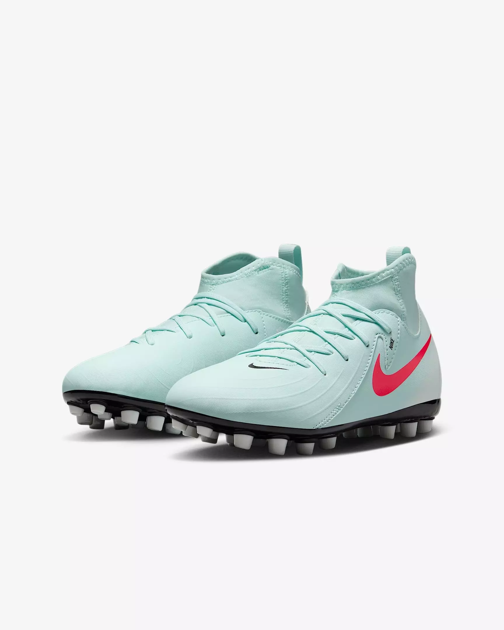 Nike Jr. Phantom Luna 2 Academy Turf "Mint/Off Noir/Atomic Red" Grade School Kids' Soccer Shoe - MINT/OFF NOIR/RED