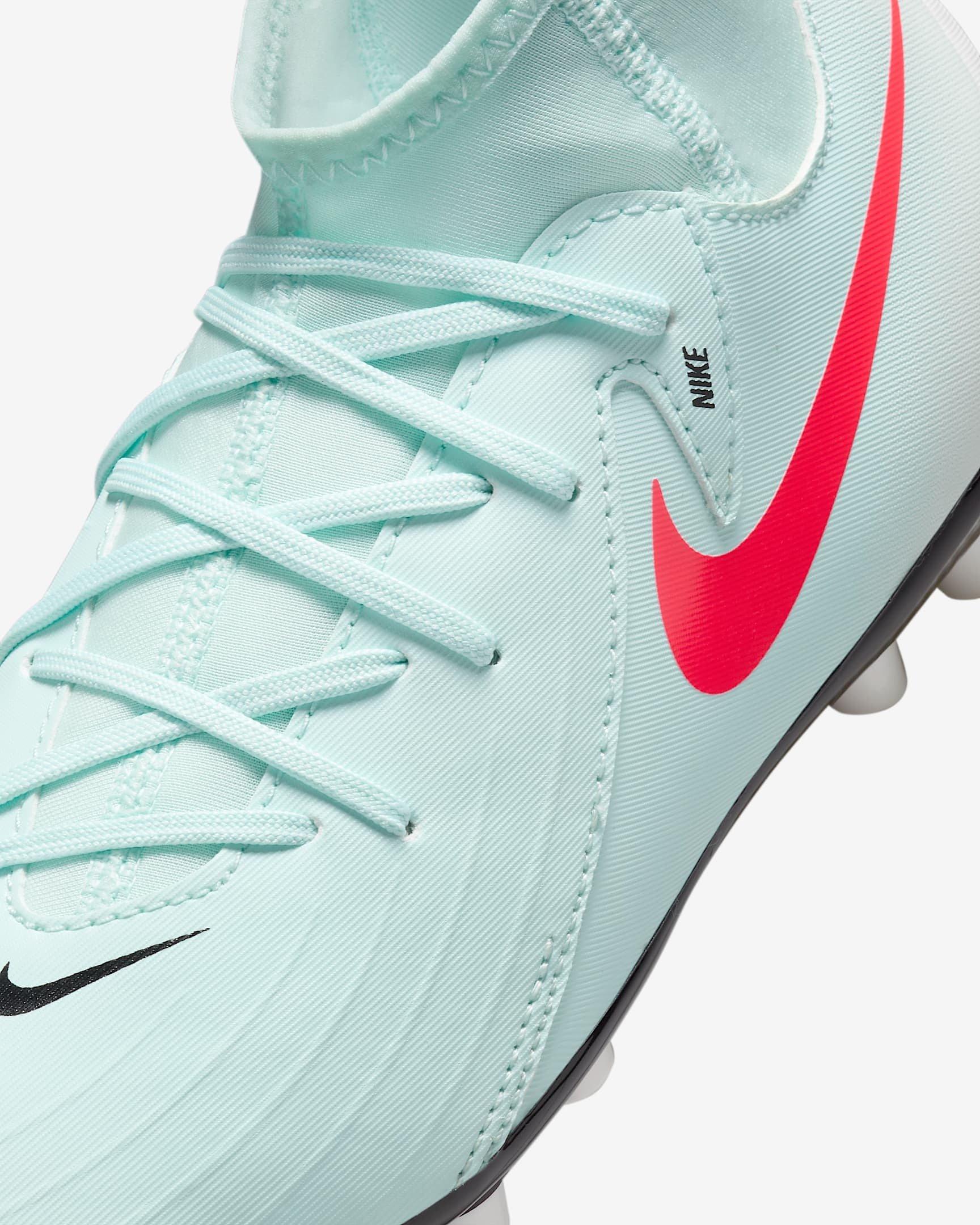 Nike Jr. Phantom Luna 2 Academy Turf Grade School Kids' "Mint/Off Noir/Atomic Red" Soccer Shoe