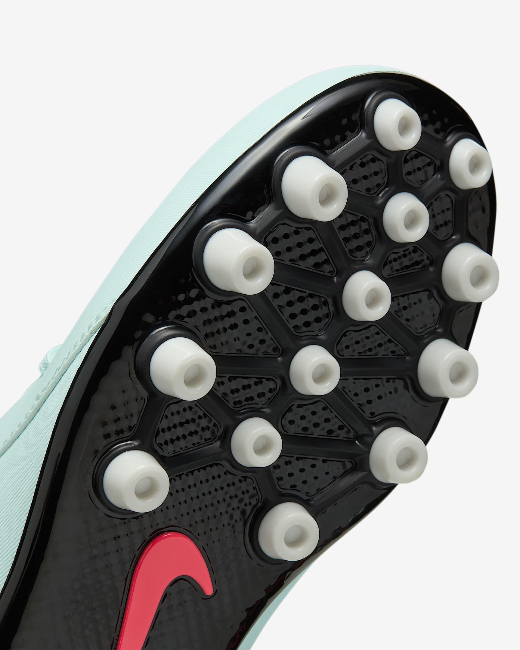 Nike Jr. Phantom Luna 2 Academy Turf Grade School Kids' "Mint/Off Noir/Atomic Red" Soccer Shoe
