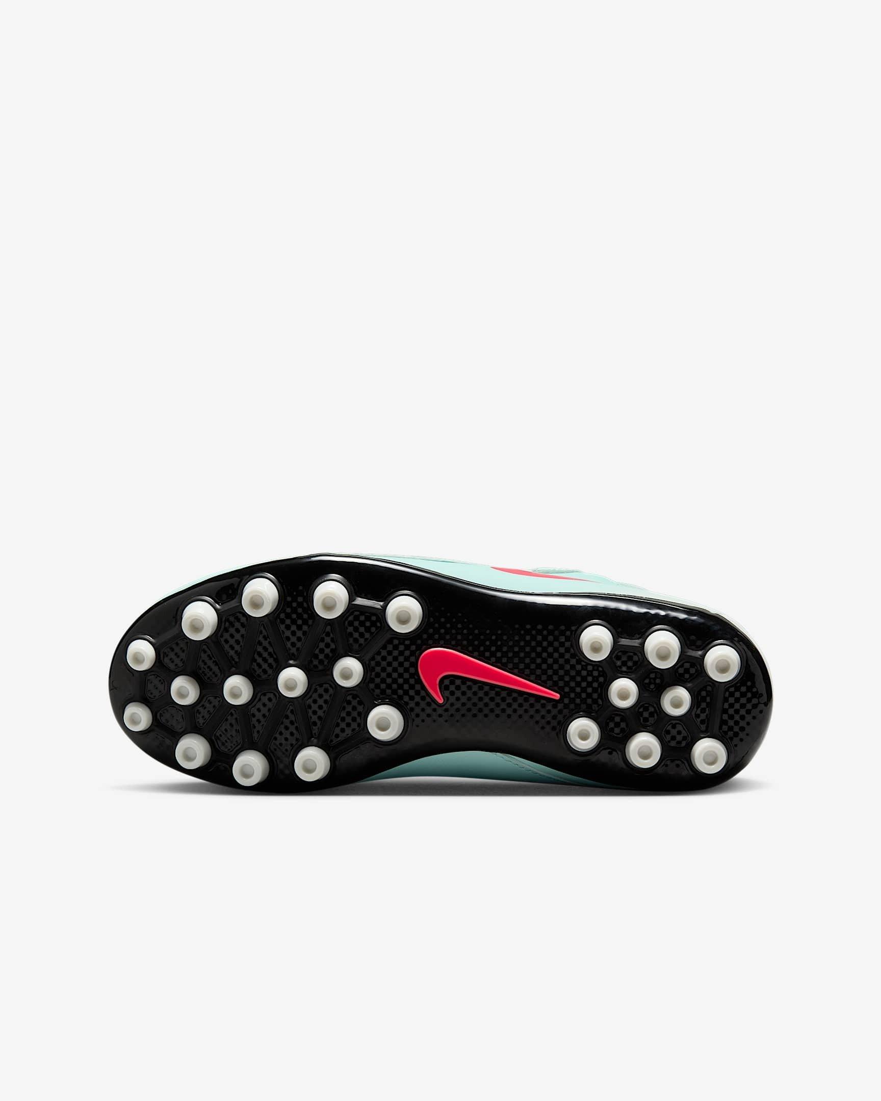 Nike Jr. Phantom Luna 2 Academy Turf Grade School Kids' "Mint/Off Noir/Atomic Red" Soccer Shoe