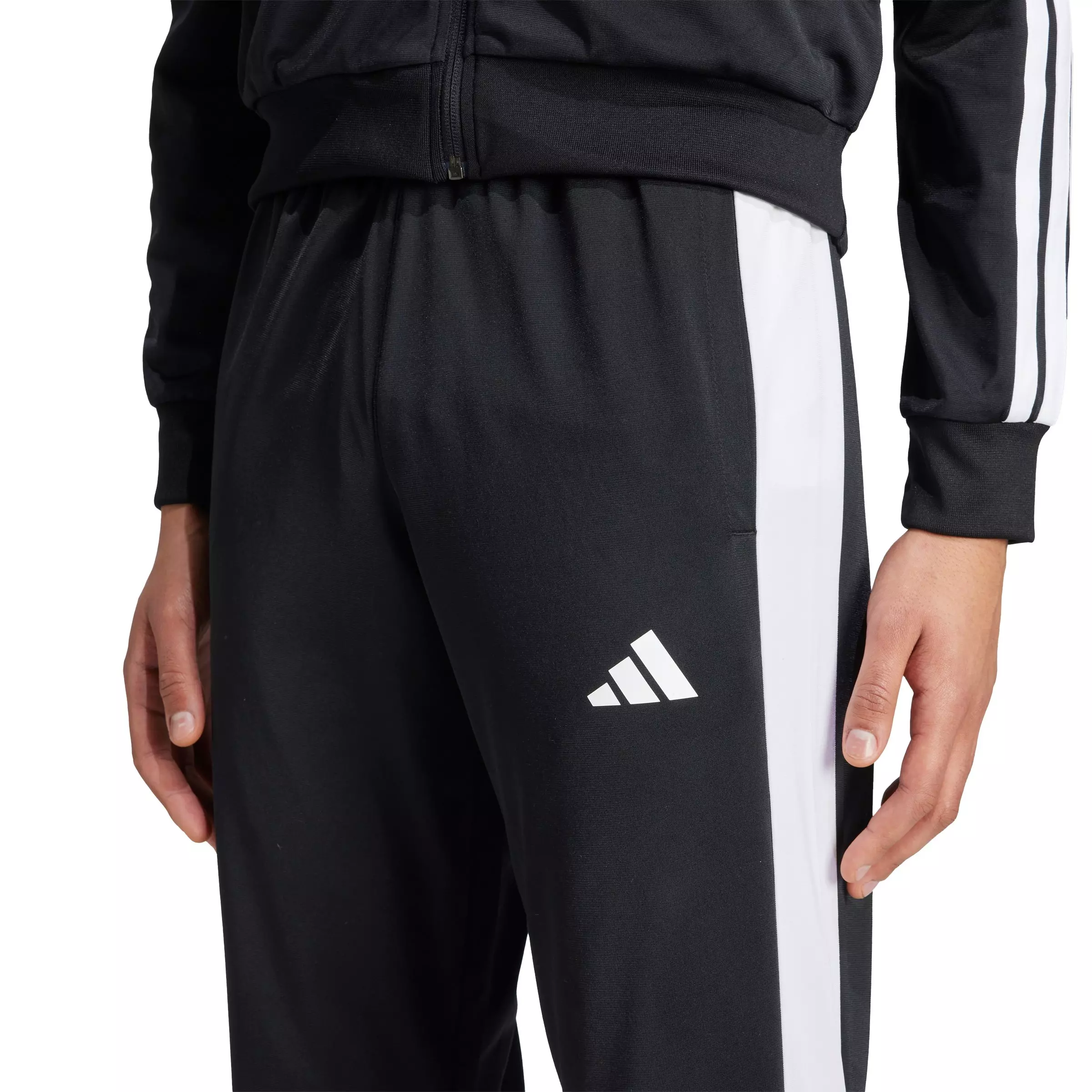 adidas Men's Snap Track Pant - Black/White - BLACK/WHITE