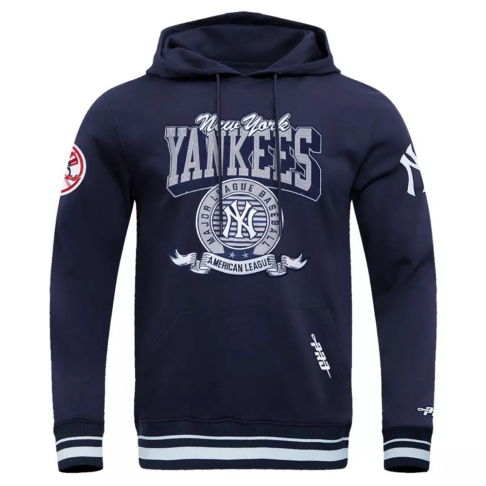 Pro Standard Men's MLB New York Yankees Team Badge Rib Fleece PO Hoodie - Navy - NAVY