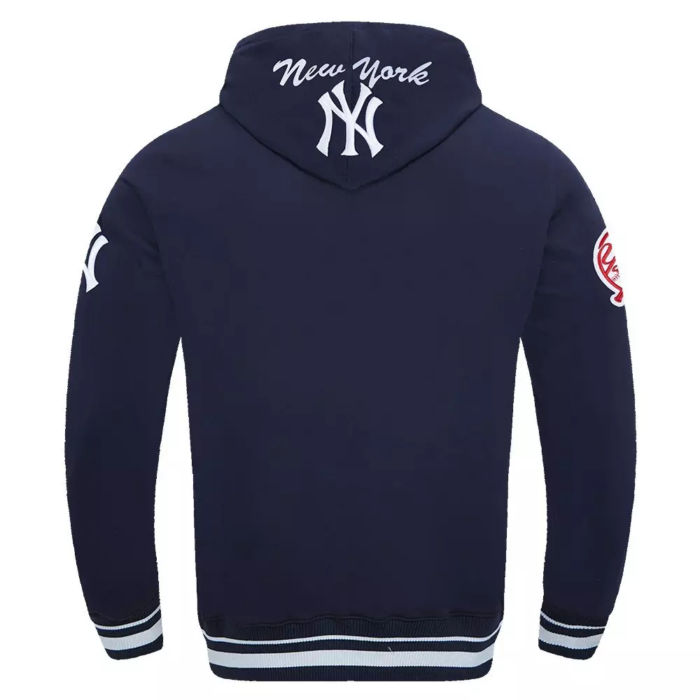 Pro Standard Men's MLB New York Yankees Team Badge Rib Fleece PO Hoodie - Navy - NAVY