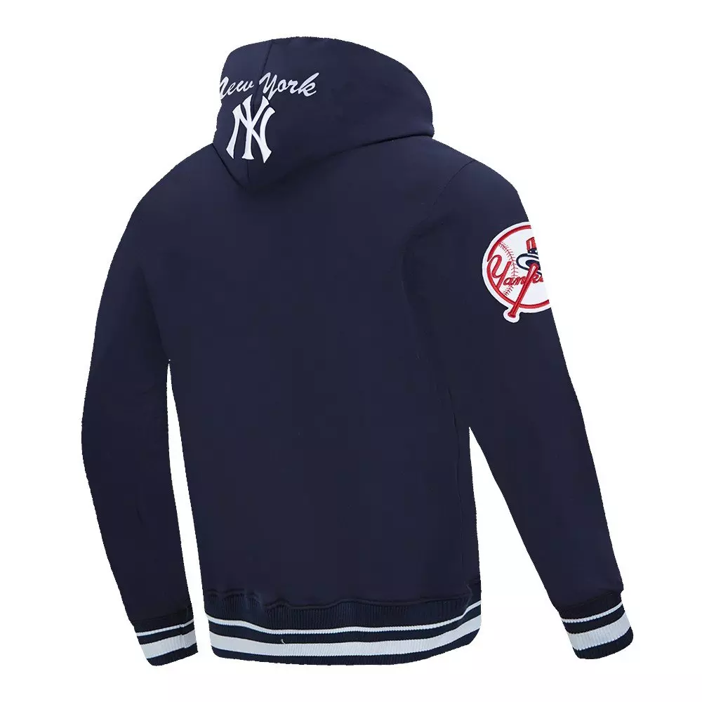 Pro Standard Men's MLB New York Yankees Team Badge Rib Fleece PO Hoodie - Navy - NAVY